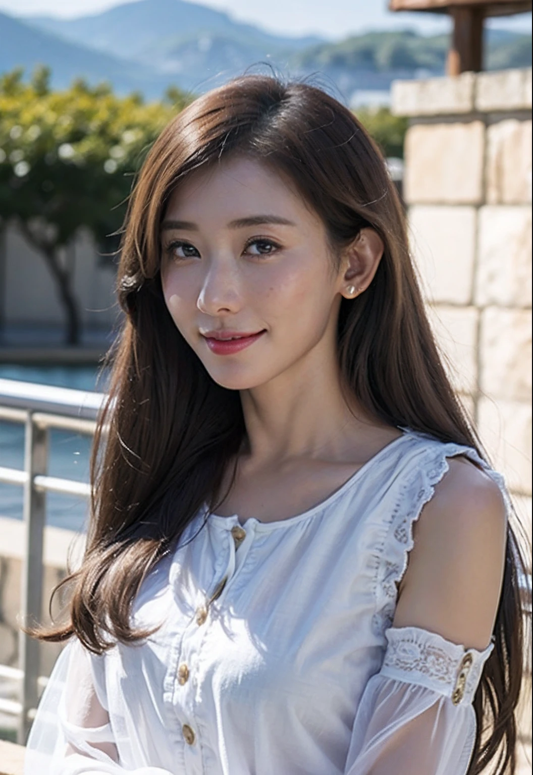 Solo,1girll (20 I),20 years old girl,Young,aged down, 
(parted lip),Light smile,(upper legs),
Gold costume,Jinstyle,Outdoors,(view the viewer:1.3),See-through,(Light blush),
Detailed eyes,(Intricate:1.05),(view the viewer),(Shiny skin,skin indentation),wide angles,
Hanfu,
Shiny skin, skin indentation, Best quality, 超高分辨率, (Photorealistic:1.4),