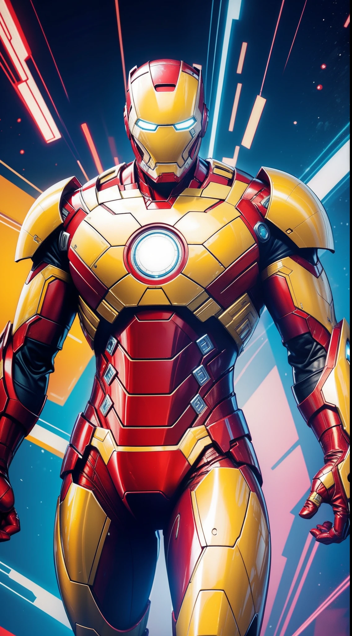 White Iron Man from Marvel Comics, Masterpiece, Best Quality, abstract, Psychedelic, Neon, (honeycomb pattern), (creative:1.3), Sy3, SMM, fantasy00d
