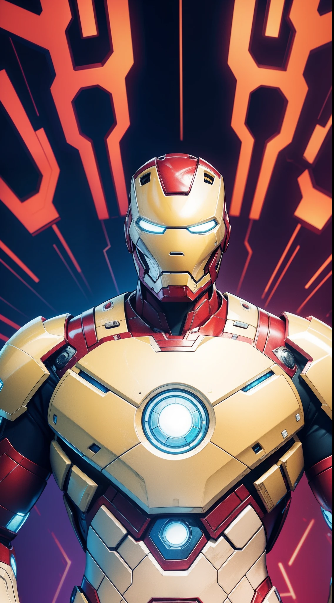 White Iron Man from Marvel Comics, Masterpiece, Best Quality, abstract, Psychedelic, Neon, (honeycomb pattern), (creative:1.3), Sy3, SMM, fantasy00d