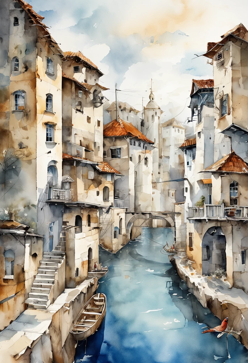 white and black photos of a city with a blue water, in the style of contemporary collage, animated gifs, album covers, fluid, high detailed, yankeecore, relief