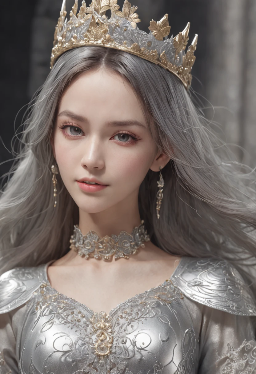 masutepiece, Best Quality, Best Quality, amazing, Beautiful detailed eyes,((1girl in)), Finely detailed, depth of fields, the Extremely Detailed CG Unity 8K Wallpapers, Full body,(Other Minato Aqua), (((Girl is wearing silver texture clothes))),((Very gorgeous metal style)),((Metal crown with ornate stripes)),((((Various metal backgrounds)))),Sputtered molten iron,(Floating hair),((Hair like molten metal)),(((Detailed face))), (((Detailed eyes))),(((silver Clothes))),(((Gold lace clothing))),((Full body)),((((Flowing gold and silver)))),(((((Everything flows and melts))))),(((((Flowing iron))))),(((((Flowing silver))))),((((lace flowing and melt))))