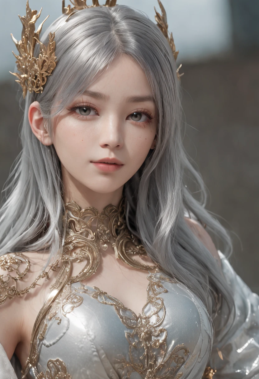 masutepiece, Best Quality, Best Quality, amazing, Beautiful detailed eyes,((1girl in)), Finely detailed, depth of fields, the Extremely Detailed CG Unity 8K Wallpapers, Full body,(Other Minato Aqua), (((Girl is wearing silver texture clothes))),((Very gorgeous metal style))、((((Various metal backgrounds)))),Sputtered molten iron,(Floating hair),((Hair like molten metal)),(((Detailed face))), (((Detailed eyes))),(((silver Clothes))),(((Gold lace clothing))),((Full body)),((((Flowing gold and silver)))),(((((Everything flows and melts))))),(((((Flowing iron))))),(((((Flowing silver))))),((((lace flowing and melt))))