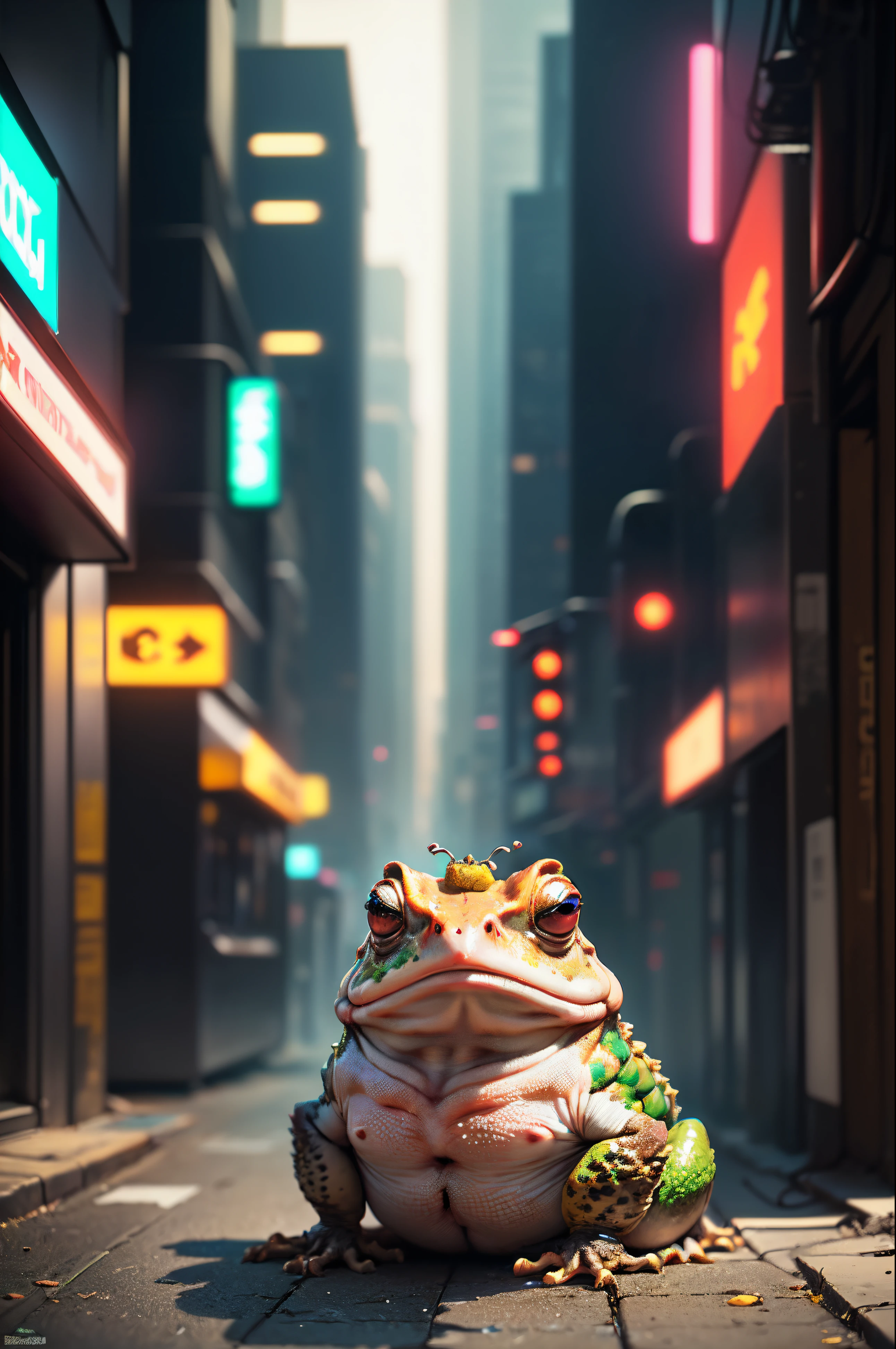 A toad，cyber punk style