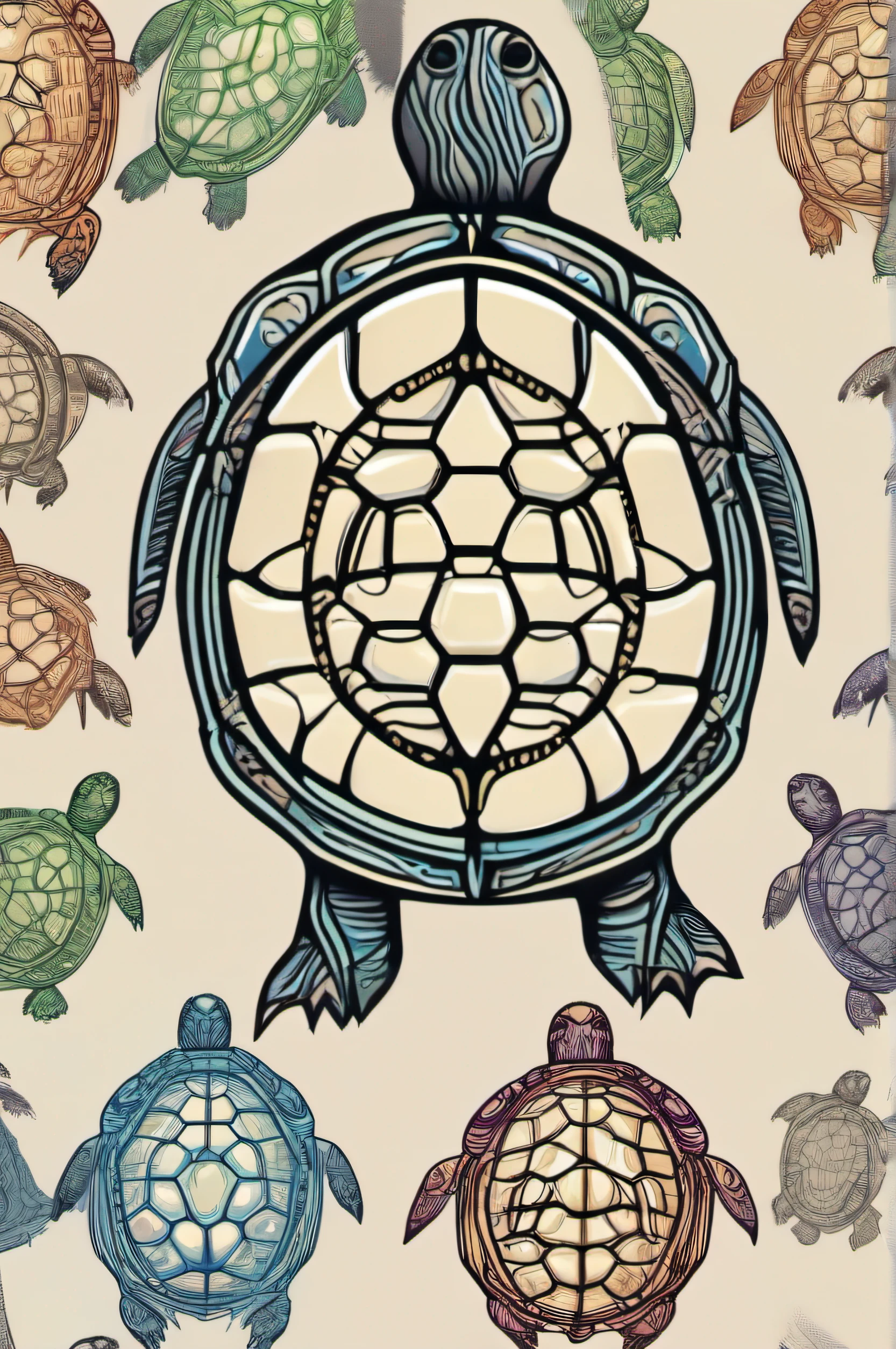 ((best quality)), ((masterpiece)), (detailed), (realistic), "Simple, hand-drawn turtle symbol, with high recognition: 1.2), (bold and clear lines: 1.1), (cool and muted colors: 1.2), (flat design style: 1.3), (8k resolution, high contrast: 1.4)"