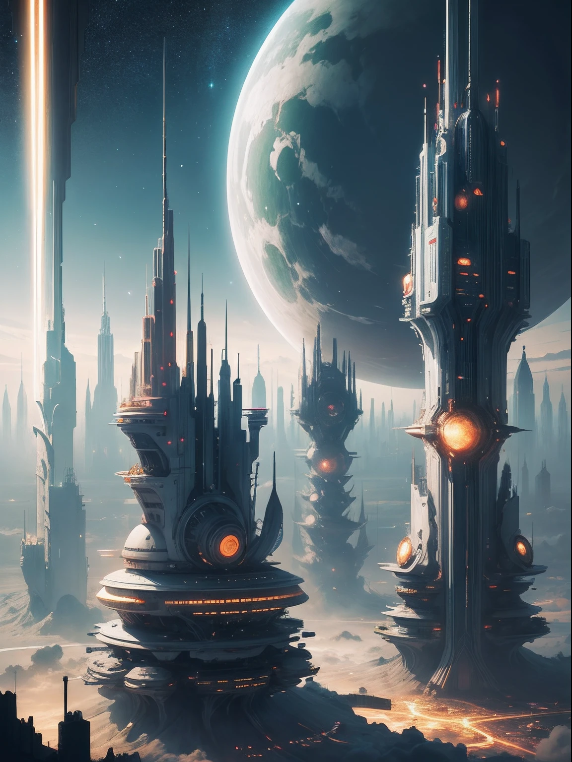 futuristic city, 24th century, space, space colony