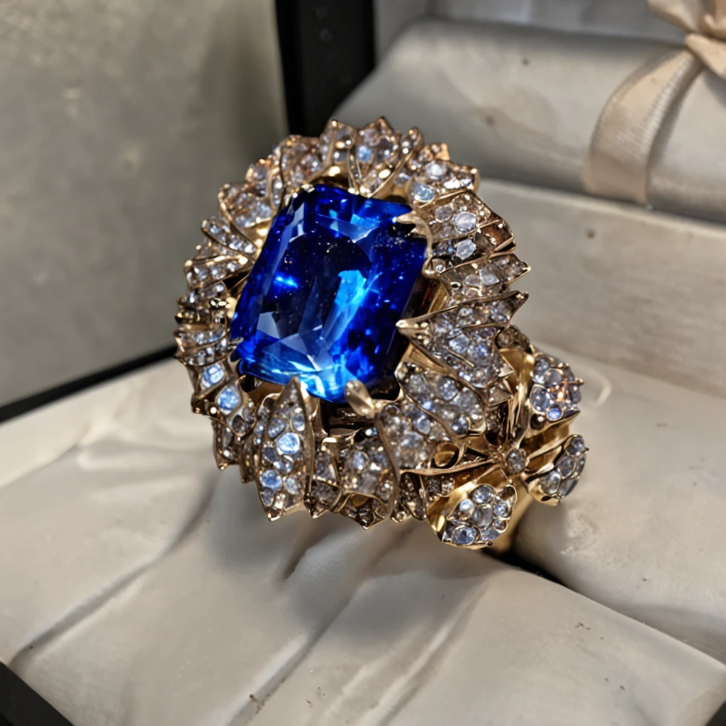 Masterpiece,highest quality,(Nothing but the ring),(No Man),Phoenix ring setting,starrysky,Wrapped around the end from beginning to end,Exquisite Prutim ring,Starry sky in the ring,The sheen,inverted image,Sparkling red gemstones,Elegant and noble,simple backgound