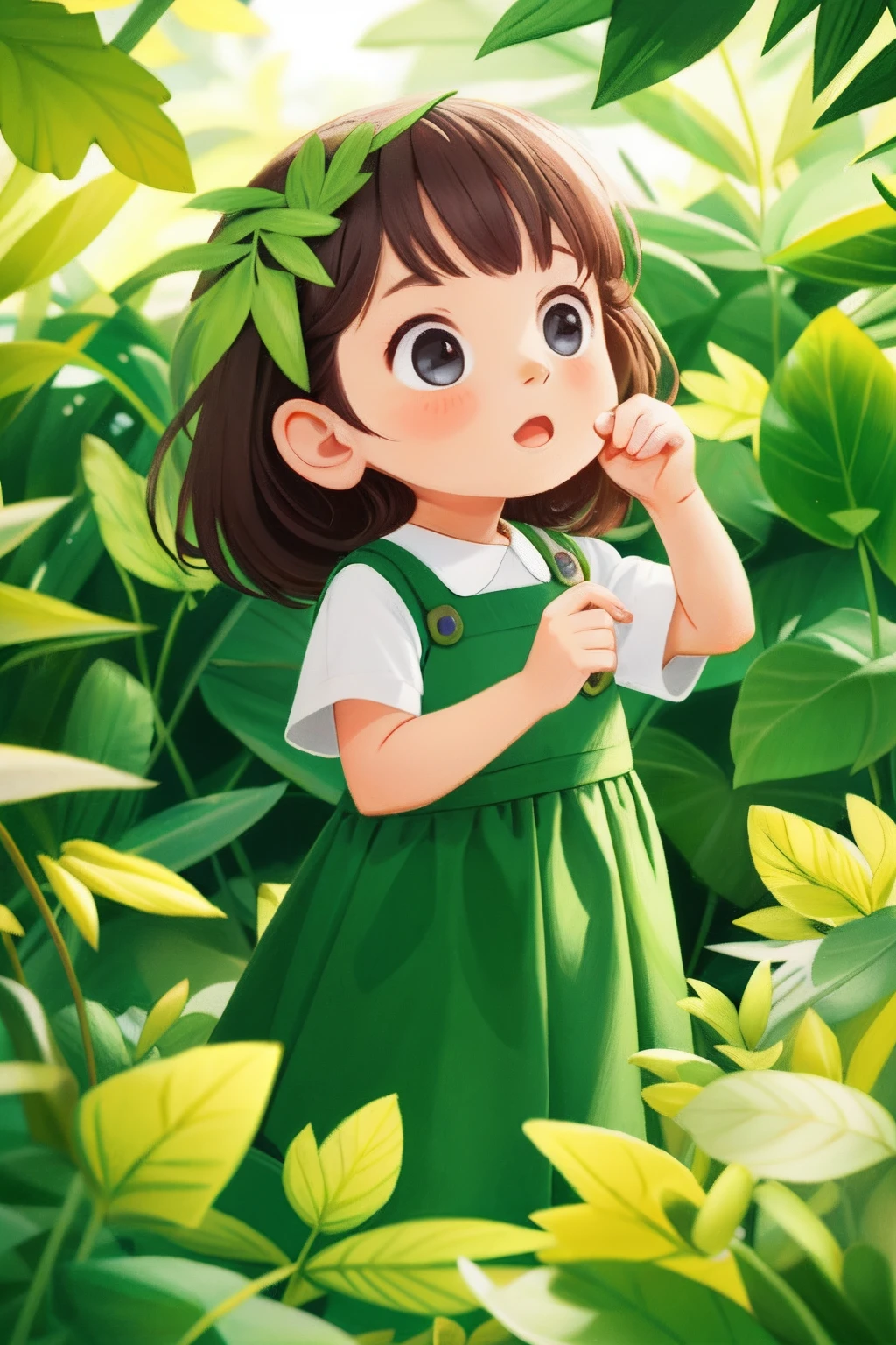 A girl in the green department