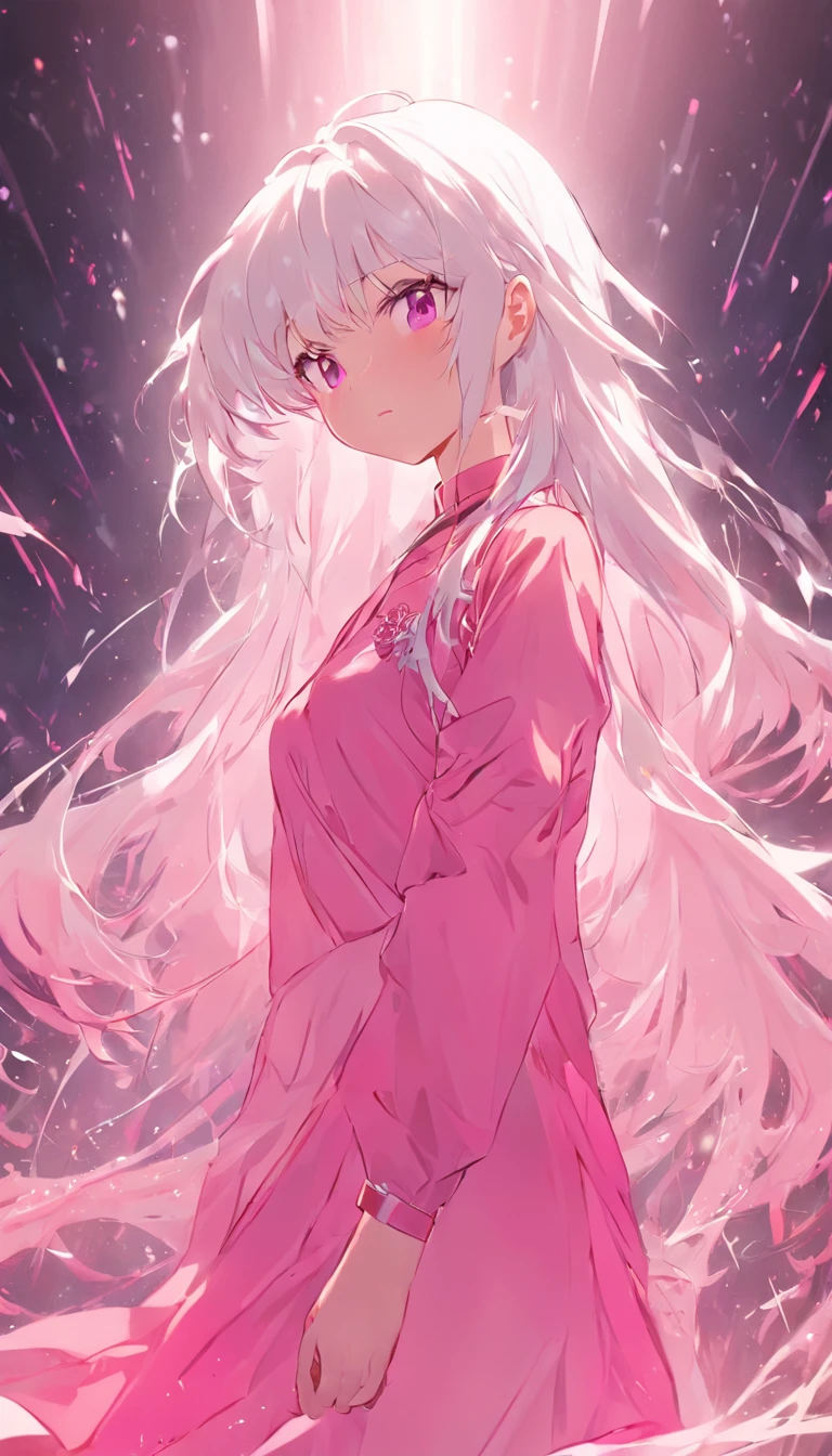 White hair wearing pink dress girl