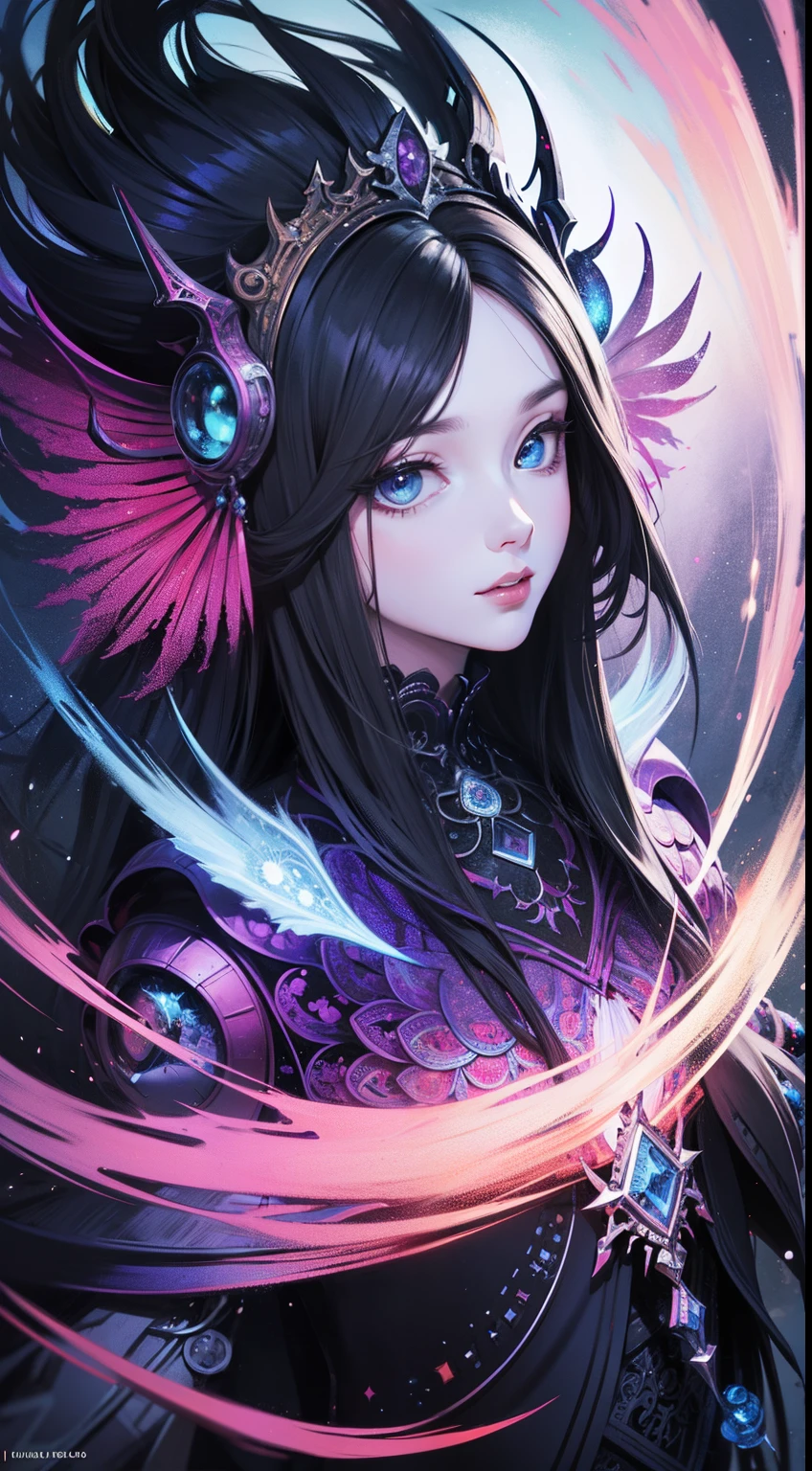 (tmasterpiece,top Quority,best qualtiy,offcial art,Beauty and aesthetics:1.2),(drak),Extremely detailed,(s fractal art:1.3),extremely colorful,Most detailed