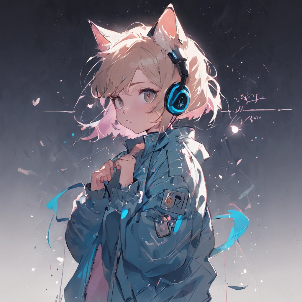 Perfect center, Full body cute kitten, Wearing a student jacket, Wearing sunglasses, Wearing headphones, Standing position, Abstract beauty, Centered, Looking at the camera, Facing the camera, Approaching perfection, Dynamic, Moonlight, Highly detailed, Digital Painting, art  stations, Concept art, Smooth, Sharp Focus, 8K, hight resolution, Illustration, art by carne griffiths and wadim kashin, White background