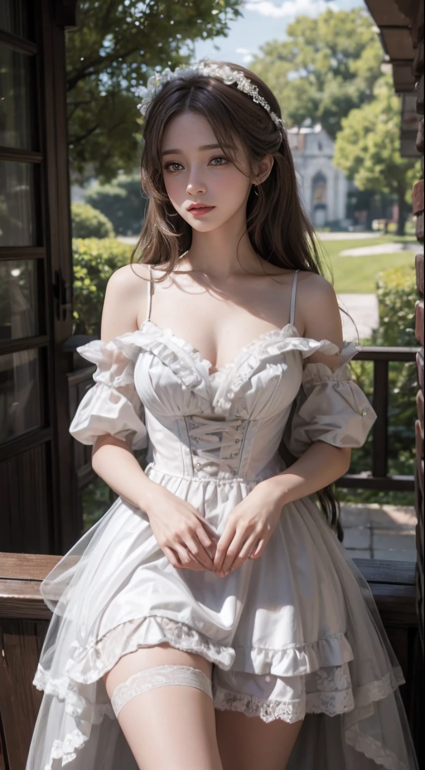 1 Nogizaka Musume、very cute、beautiful girl、19 years old、(Gothic Fashion)、Beautiful Face, Exquisite eye and skin detail、Fine, shiny black hair、Elegant frills、Frilled tie、Ribbon tie、Rose Hair Accessories、(Smiling for the camera)、(Cowboy Shot)、(European Seas)、Professional Lighting、break、(Delicate lace、Soft fabric、beautiful rose pattern dress)、Perfect Anatomy、Four fingers and a thumb、Seaside Background、BREAK ceremony,((Random sexy poses、put in、Deep joy, Ecstatic eyes:1.2)), ((I gasp hard:1.2))、Ecstatic face、Climax expression, Through clenched teeth、My whole body is convulsing、Official Art，Highly detailed CG Unity 8k wallpaper, (masterpiece:1.0),(highest quality:1.0), photo shoot, 8k, Browsing Caution, High resolution, Kodak Portrait 400, Film Grain, Lens flare brilliance,Very low camera angle, View your viewers
