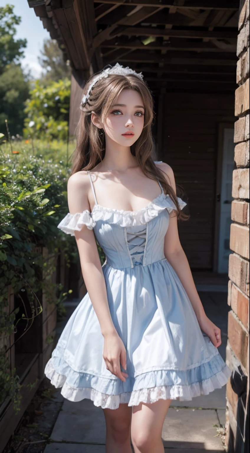 (8K, RAW Photos, best qualtiy, tmasterpiece:1.2),(realisticlying, photos realistic:1.4)
ta costume,Lace, aerith gainsborough, The upper part of the body, undergarment,exposed bare shoulders, takeout, Old castle, hightquality, adobe lightroom, highdetailskin, looking at viewert,