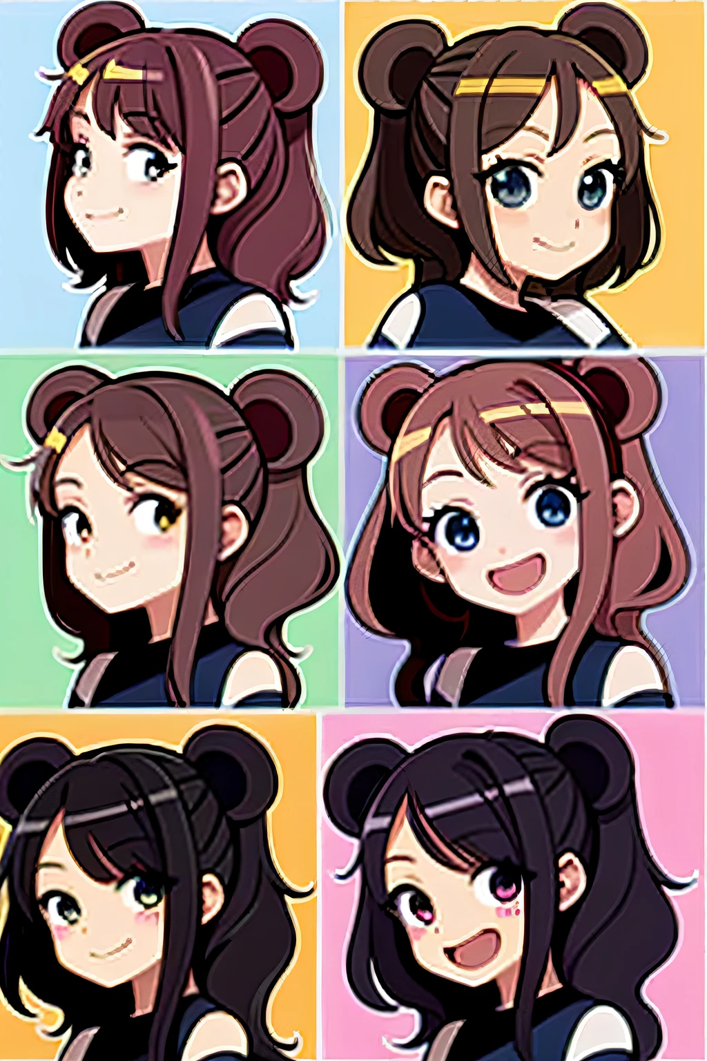 Cartoon image of a group of women with different hairstyles, anime moe art style, Anime art style, Marin Kitagawa fanart, lovely art style, Mihoyo art style, yuruyuri, Cute anime style, in an anime style, Official artwork, anime art style, anime visual style, face variations, Kantai collection style, In anime style