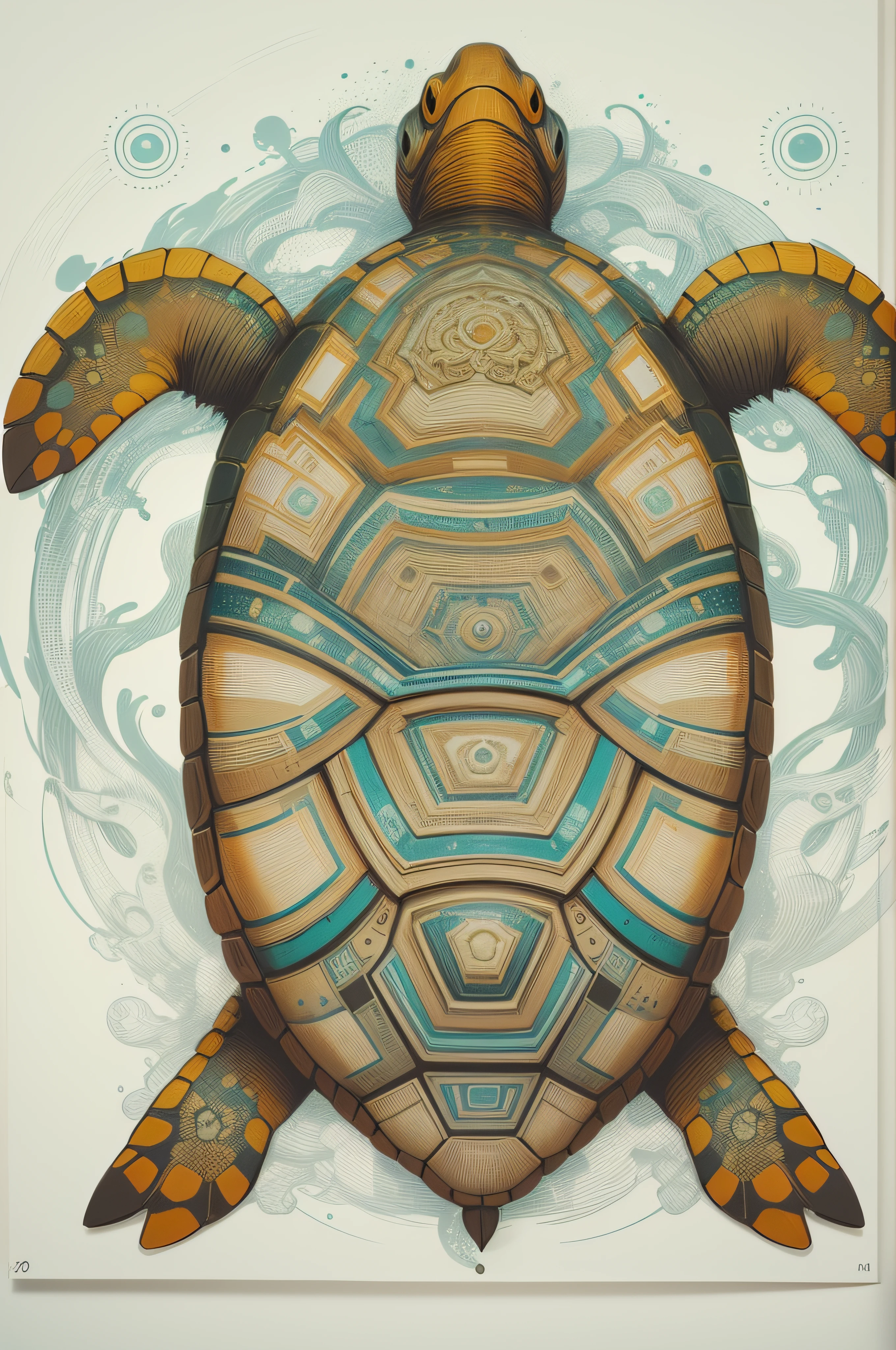 ((best quality)), ((masterpiece)), (detailed), (realistic), "Original and creative turtle symbol, simple 3-step drawing: 1.2), (bold and clear lines: 1.1), (minimalistic color palette: 1.2), (digital art style: 1.3), (8k resolution, high contrast: 1.4)"