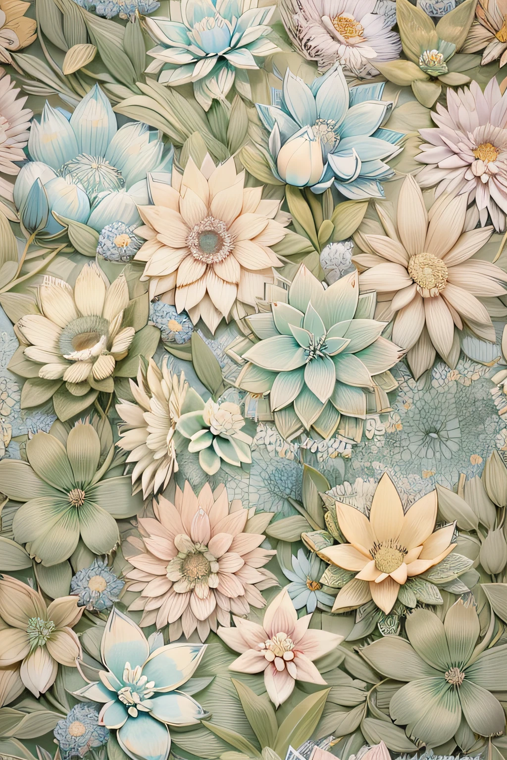 seamless small flower pattern sketch drawing style pastel