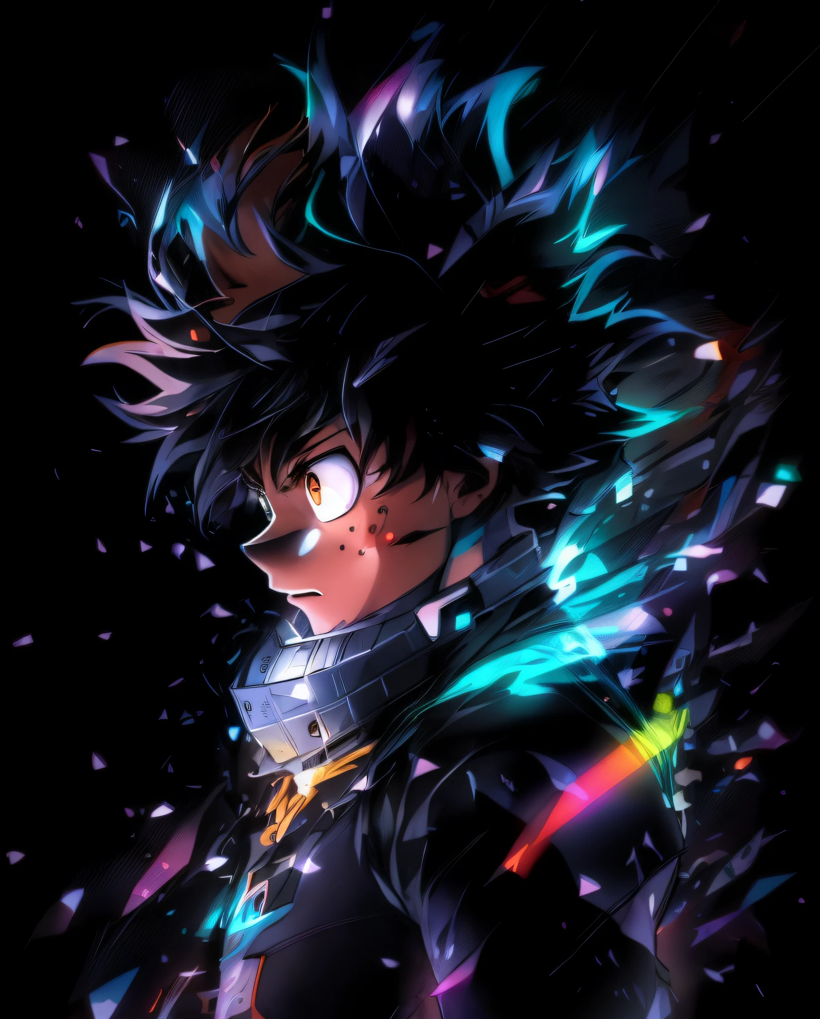 menino anime com um fundo preto e luzes coloridas, 4k anime wallpapers, 4k anime wallpapers, Anime Art Wallpaper 4K, Anime Art Wallpaper 4K, badass anime 8 k, papel de parede anime 4k, Anime Art Wallpaper 8K, 4 k manga wallpaper, Estilo anime 4K, Anime Wallaper, Arte do local, papel de parede anime ultra hd, Fanart de alta qualidade