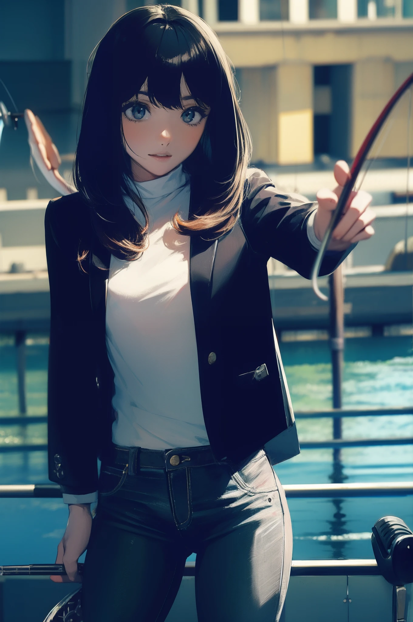 Left hand holding fishing rod