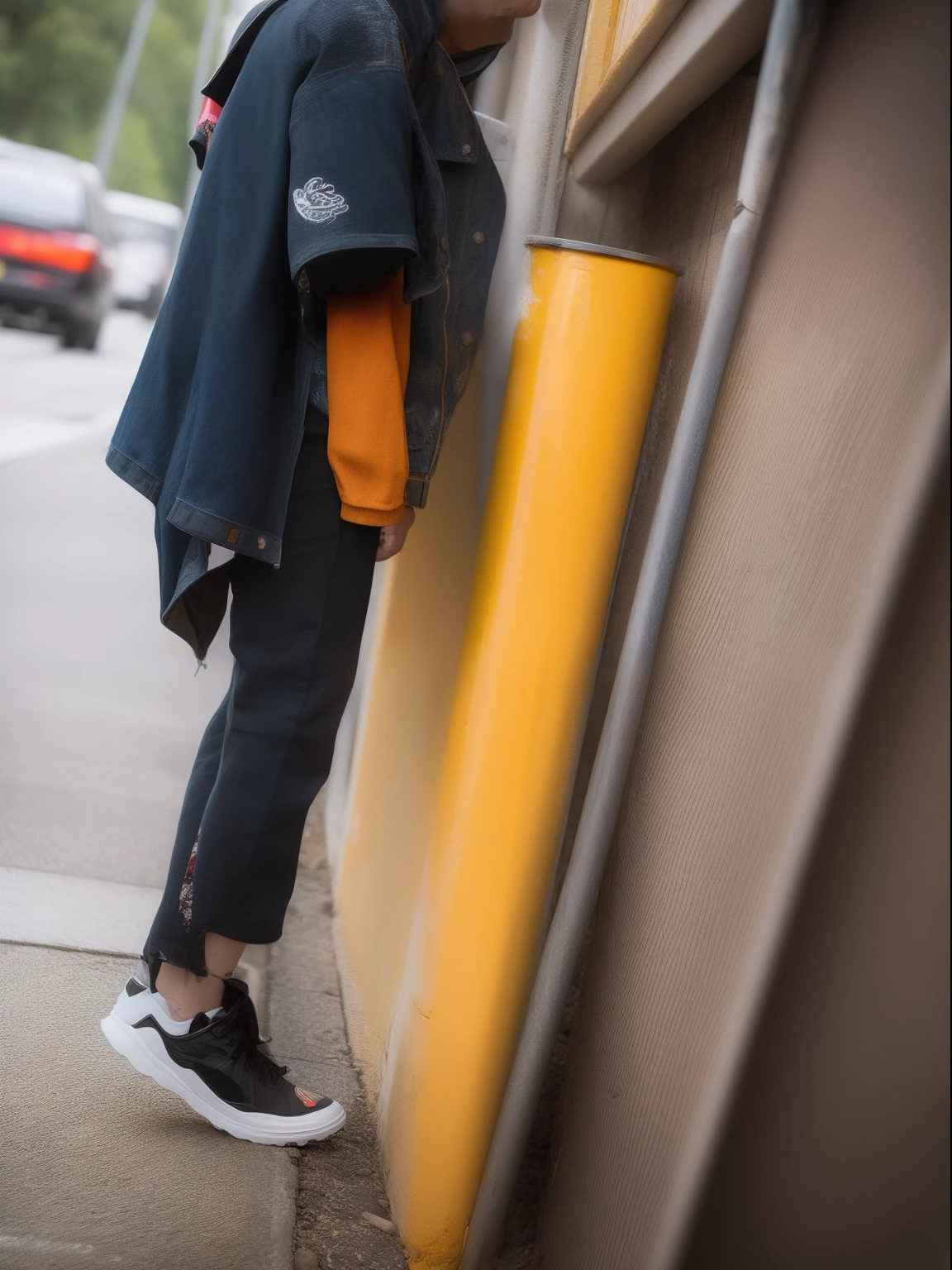 Naruto in street wear style, realistic ultra detail, 70mm lens