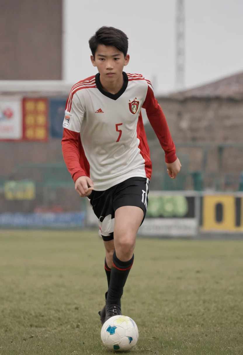 One bit height is 1.A 12-year-old Chinese boy of 75 meters,Wearing the number 7 shirt of the Portuguese national football team,Wearing the number 7 shirt of the Portuguese national football team,Wearing the number 7 shirt of the Portuguese national football team,Use snapshots to capture the moment when teenagers play soccer,Use snapshots to capture the moment when teenagers play soccer,Use snapshots to capture the moment when teenagers play soccer,Boy student,The body is compact and sturdy,The background is players in the distance and the Old Trafford football stadium,Sports full-body photos,fully body photo,fully body photo,Photoreality,photore,tmasterpiece,hentail realism,Photoreality,hight contrast,The photorealistic digital art trend is detailed and realistic in Artstation 8k HD HD, A detailed, skin textures, ultra - detailed, realistic skin textures, best qualtiy, 超高分辨率, (真实感:1.4),A detailed, RAW photogr, author:Lee Jeffries Nikon D850 Film Stock Photo 4 Kodaport 400 Camera F1.6 shots, Rich colors, Ultra-realistic realistic textures, Dramatic lighting, unrealengine artstation cinestill 800 trends,