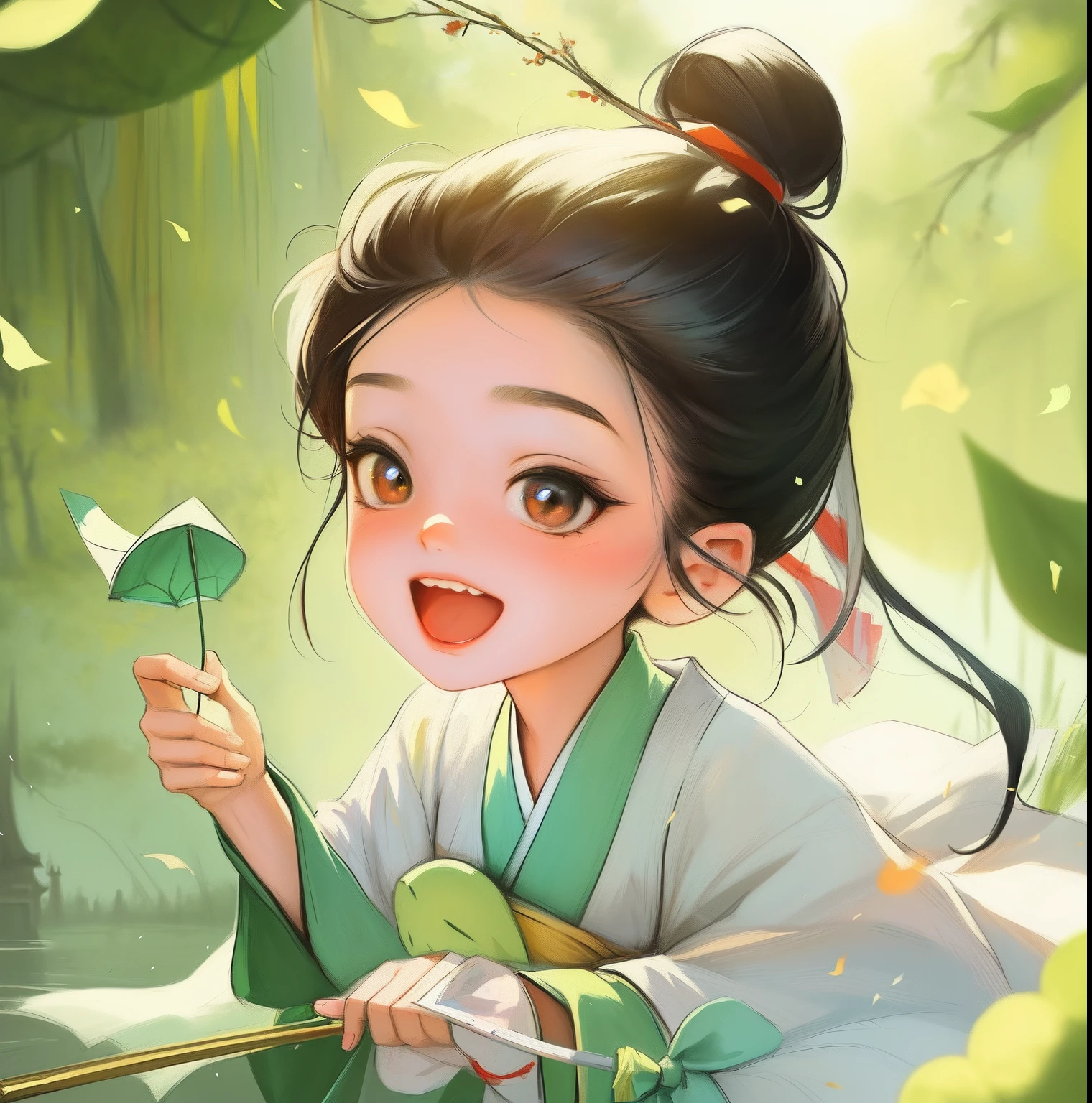 animemanga girl, palace ， A girl in Hanfu, Realistic cute girl painting, Beautiful character painting, Cute detailed digital art, Chinese girl, adorable digital art, lovely digital painting, anime visual of a cute girl, Guviz-style artwork, Cute anime girl, lovely art style, up of young anime girl, author：Li Fangying