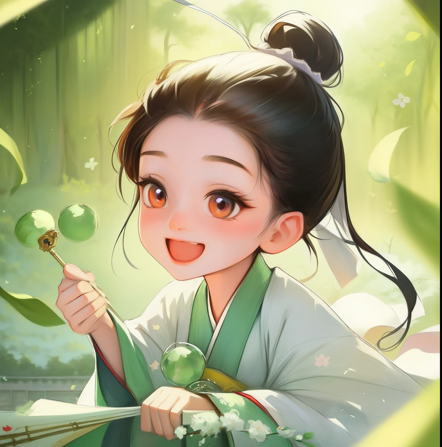 animemanga girl, palace , A girl in Hanfu, Realistic cute girl painting, Beautiful character painting, Cute detailed digital art, Chinese girl, adorable digital art, lovely digital painting, anime visual of a cute girl, Guviz-style artwork, Cute anime girl, lovely art style, up of young anime girl, author:Li Fangying