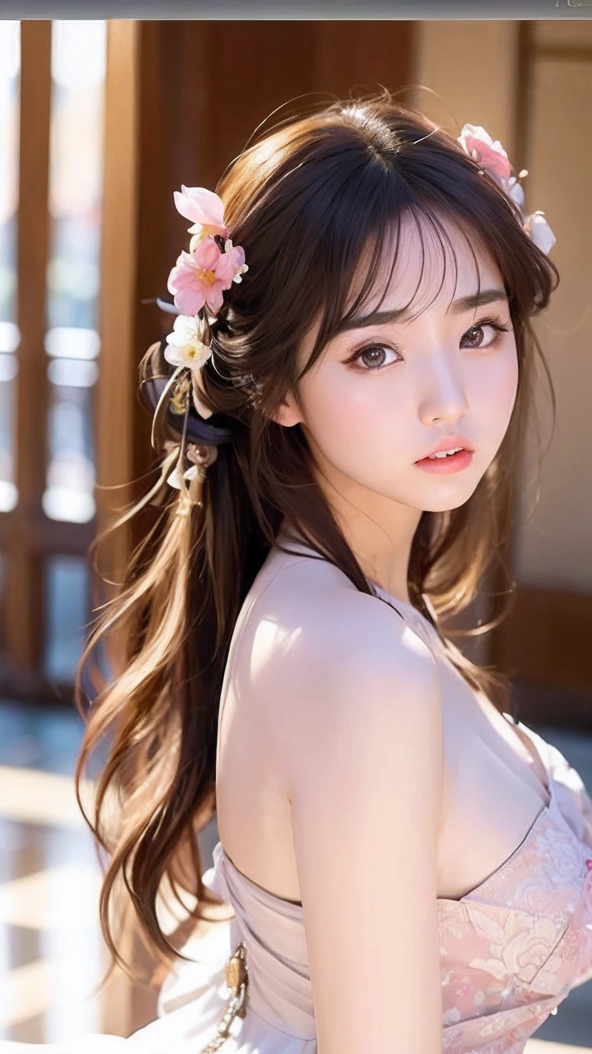 alafed asian woman,long whitr hair,There is a flower on the hair, cute beautiful, Chinese girl, Beautiful girl model, dilraba dilmurat, gorgeous chinese models, sakimichan, Very beautiful girl, xintong chen, chengyou liu, beautiful Korean women, ulzzangs, Beautiful Asian girl, Beautiful young girl, Beautiful image