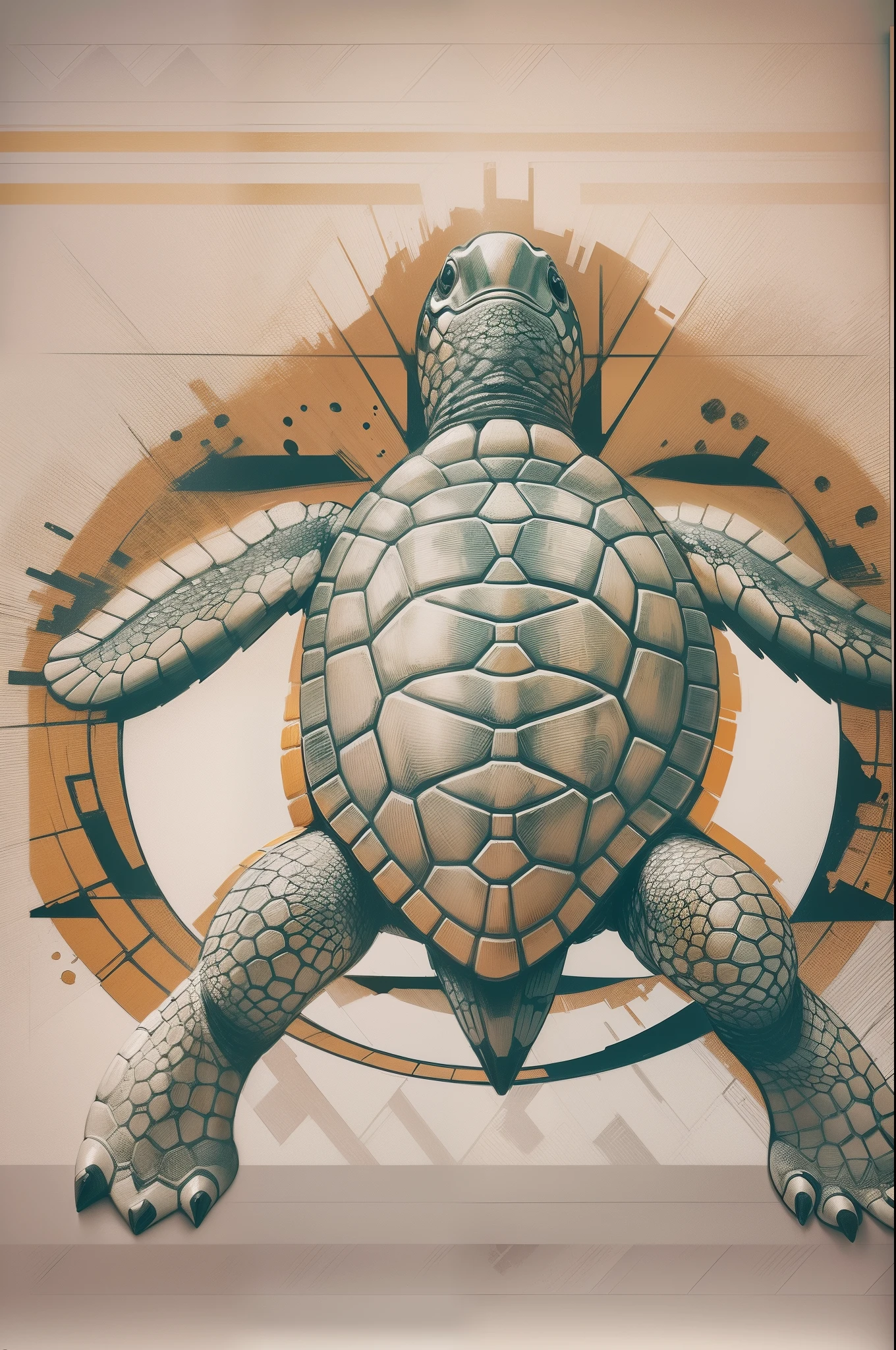 ((best quality)), ((masterpiece)), (detailed), (realistic), "Vibrant and recognizable turtle symbol, simple 3-step drawing: 1.2), (bold and clear lines: 1.1), (minimalistic color palette: 1.2), (digital art style: 1.3), (8k resolution, high contrast: 1.4)"