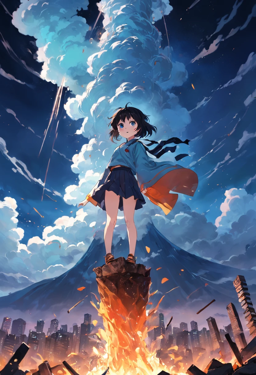 Libido boy,Haotian,Jump on a tall pile of scrap,Wield a garbage shovel,Wave to the sky,It's like performing some kind of ritual。