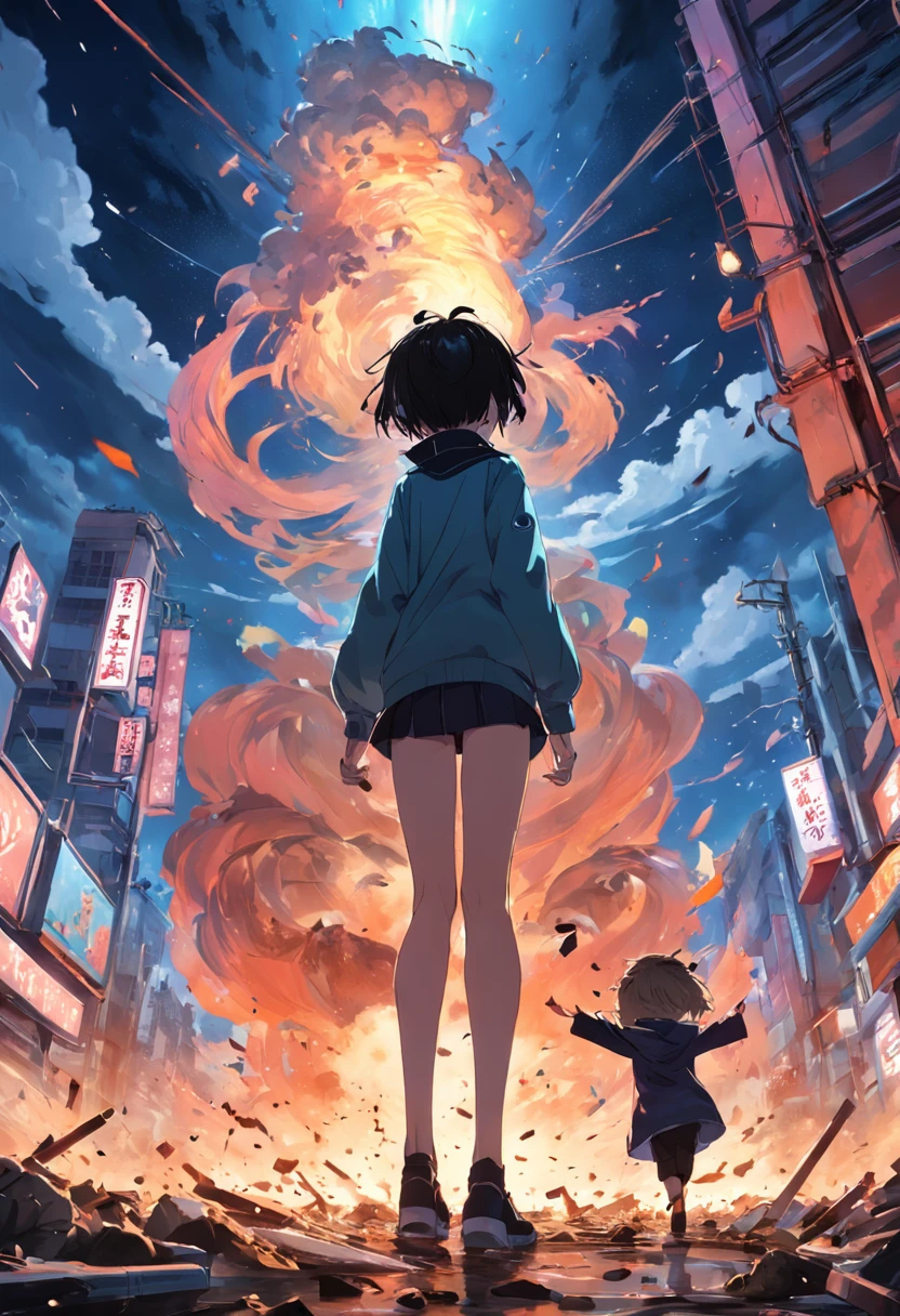 Libido boy,Haotian,Jump on a tall pile of scrap,Wield a garbage shovel,Wave to the sky,It's like performing some kind of ritual。