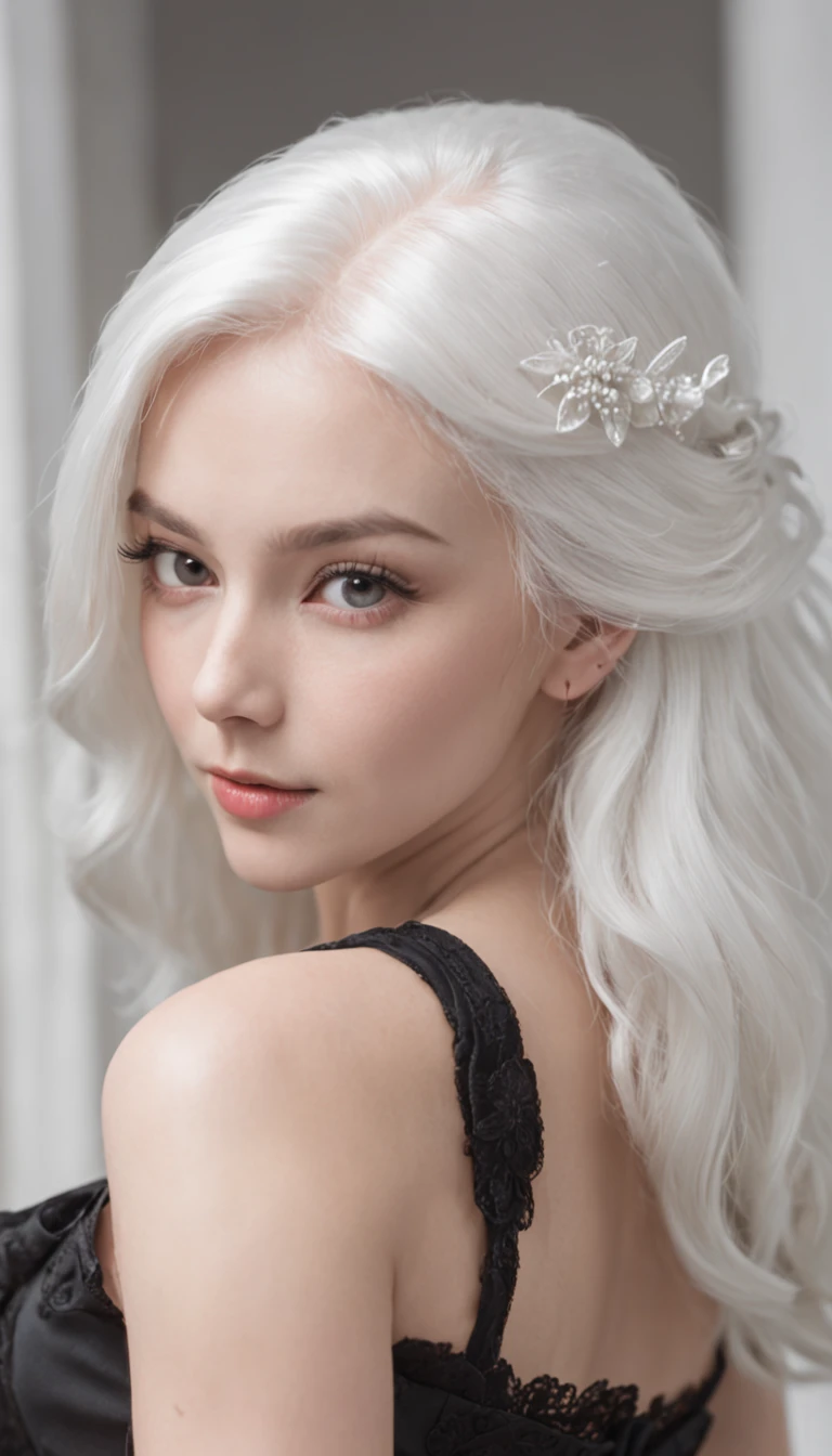 Absurd resolution, high resolution, (work of art: 1.4), hiper-detalhe, White hair, young thin girl, big-ass
