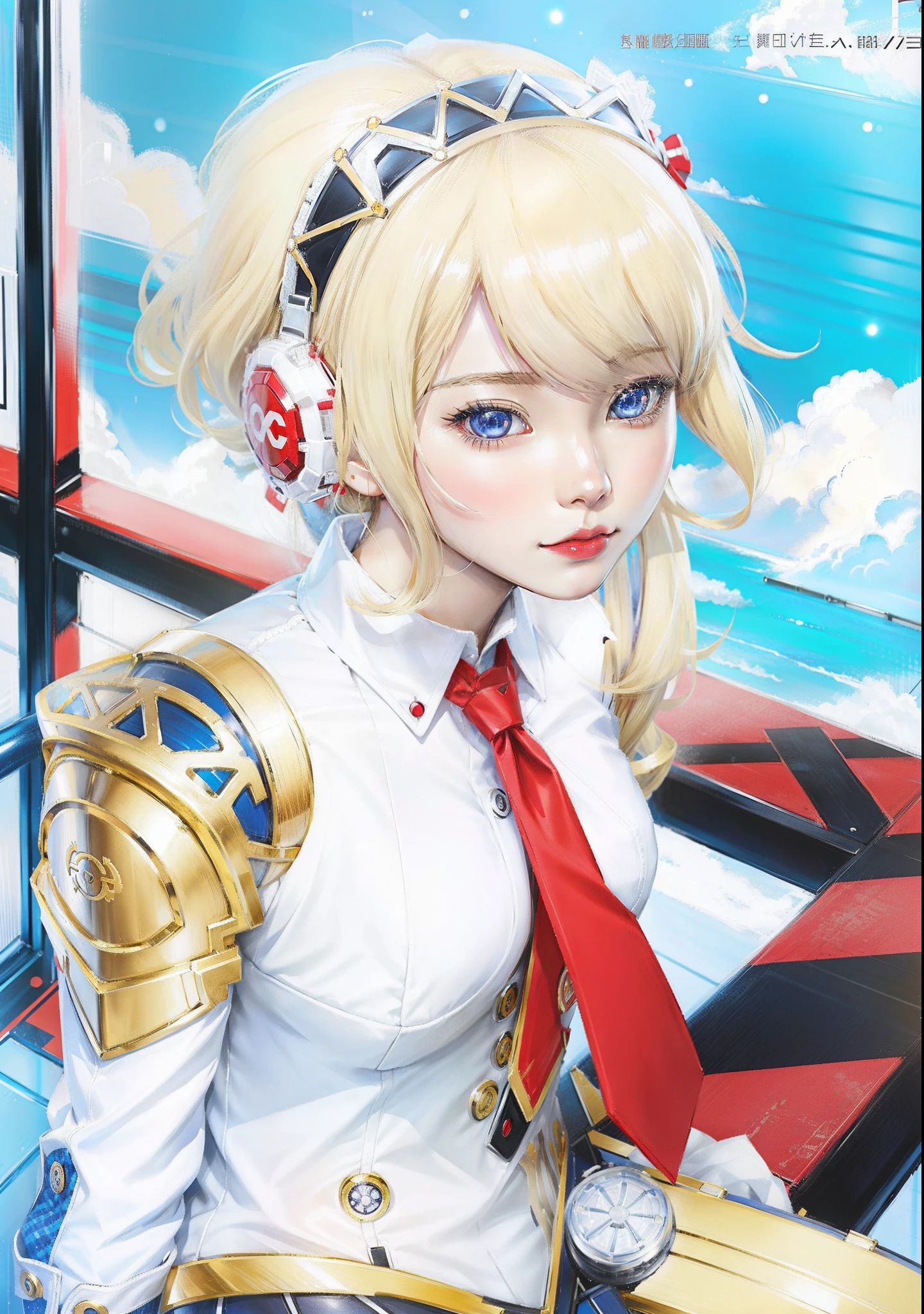 anime girl with blonde hair and blue eyes wearing a red tie, persona art style, ann takamaki from persona 5, persona 5 style, persona 5, guilty gear strive splash art, key anime art, persona 5 art style wlop, rin, persona 5 artwork, full size persona, persona 5 art style, best anime 4k konachan wallpaper
