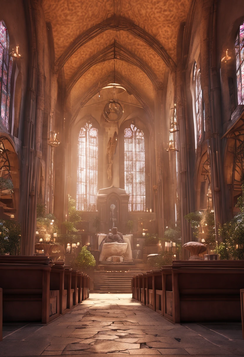 Ultra-realistic character A blonde priest，The wings spread out in a shady environment，smooggy