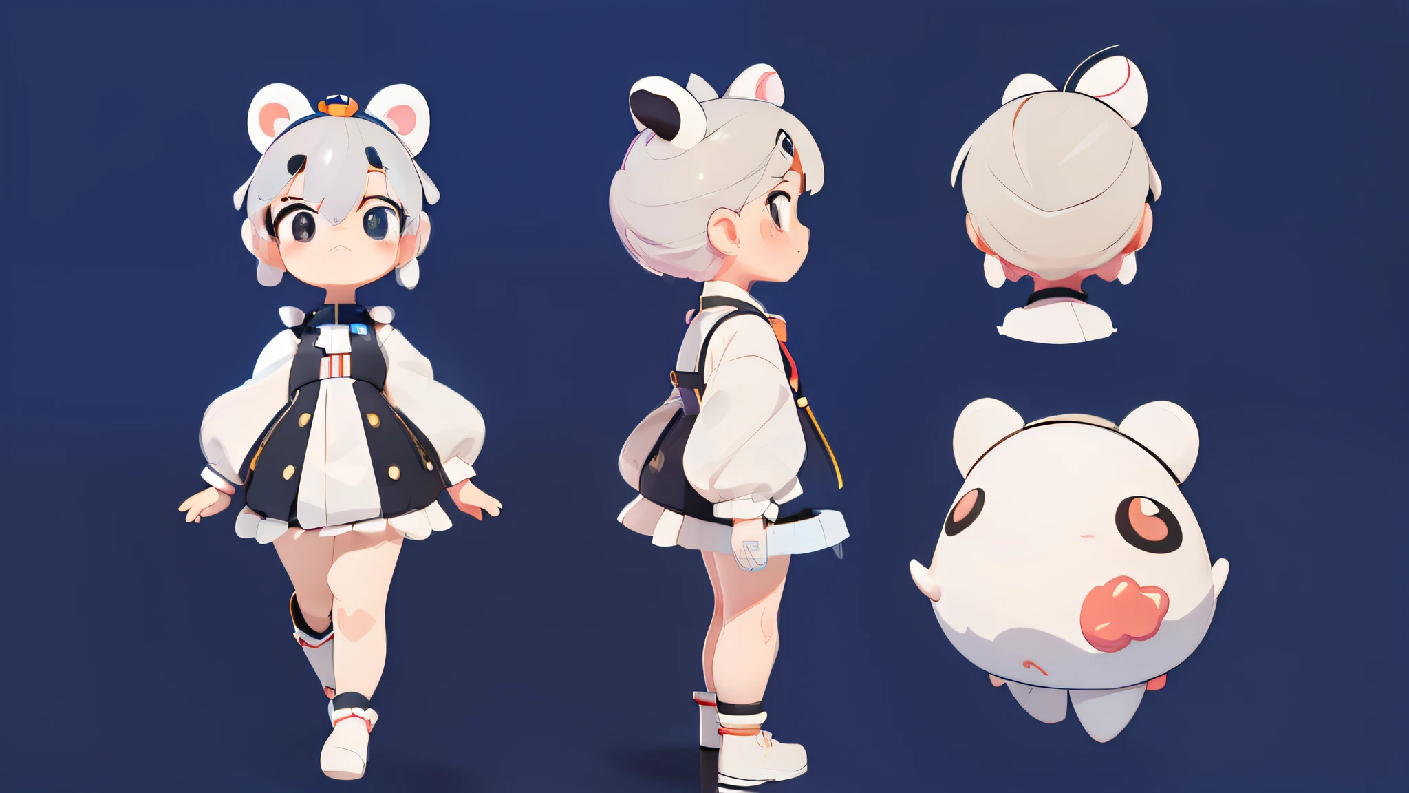 ((masterpiece)),(((best quality))),(character design sheet, same character, front, side, back), full body, generate three views,namely the front view the side view and the back view,super cute IP character by pop mart, pandas，Character design with panda elements，Anthropomorphic panda，bauhaus,colorful,plastict ransparent,soft lighting,sophisticated mechanical parts,glowing body,collecting toys,mockup,blind box toy,fine luster,clean background，3D render,oc render,best quality，4k,ultra detoiled,crazy details --ar 16:9--niji 5--style expressive