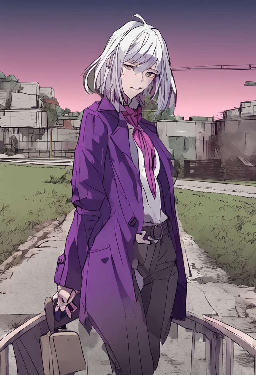Vampires,schoolgirls,Short thin purple hair,knit hat,quadratic element,Persona diagram