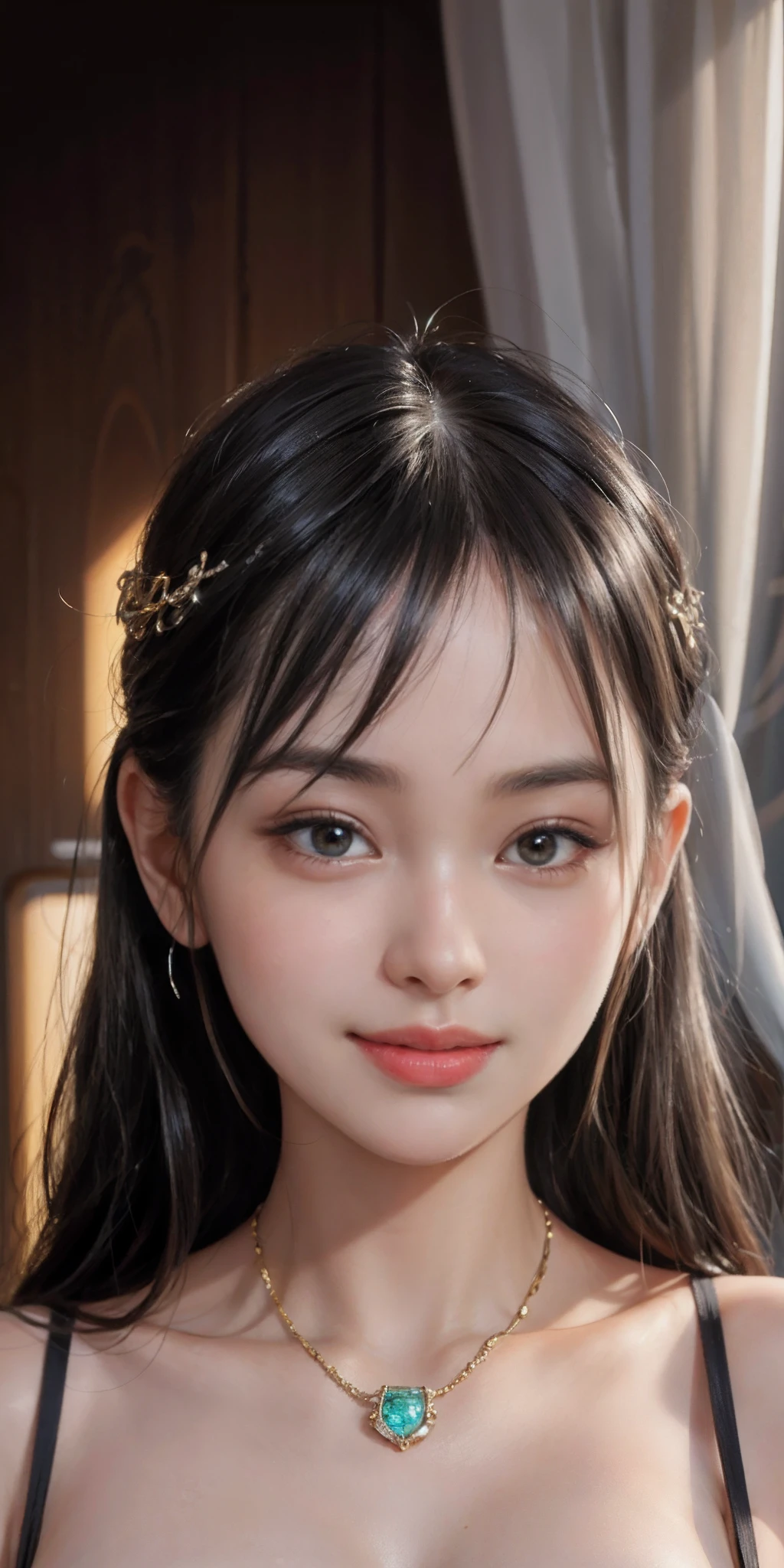 Photorealistic, high resolution, Soft light,1womanl, Solo, (Detailed face), jewelry, marvel, jewelry, happy smile