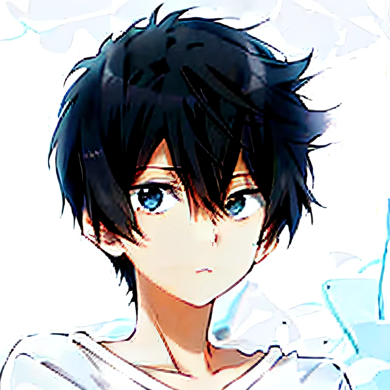 A painting of a boy with black hair and a white shirt, boy has short black hair, inspirado em Okumura Masanobu, inspired by Okumura Togyu, author:Okumura Toju, kentaro miura manga art style, Anime boy, cute anime face, pin on anime, in an anime style