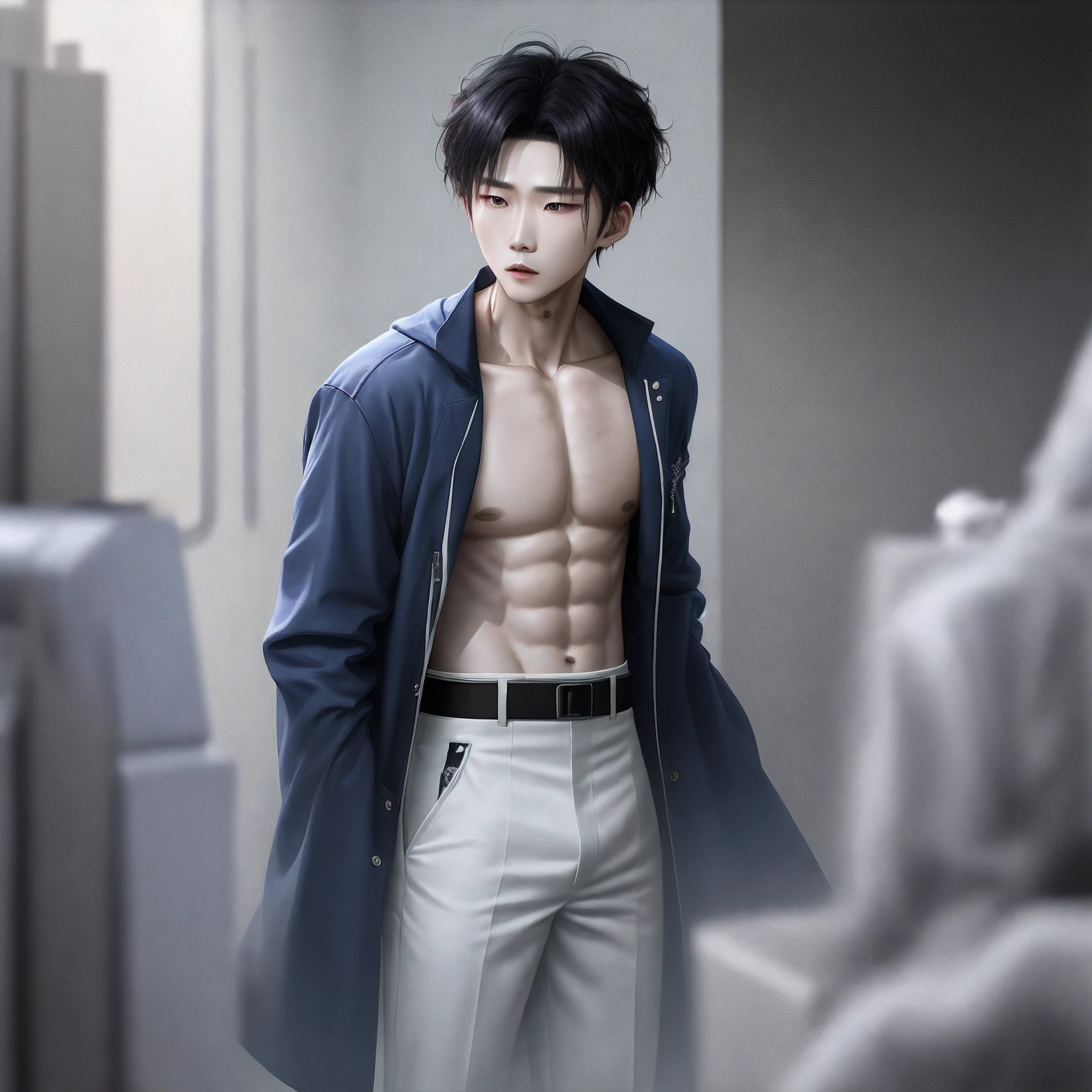 Ultra wide angle(Full body portrait ) 20 year old Saitama is a true masterpiece with masculine beauty, perfect anatomy. When looking into his beautiful eyes, with charming, attractive eyes, his gaze is directed towards towards the viewer, you can clearly see every little detail and every detail. Perfect lines, every little detail on the skin with full chest muscles,Body fitness,Very masculine, 8K quality, people are attracted by the confidence radiating from every look , his head has silky hair and his face is drawn in great detail in 8K image quality, the battle in the background, which further increases his confidence.”