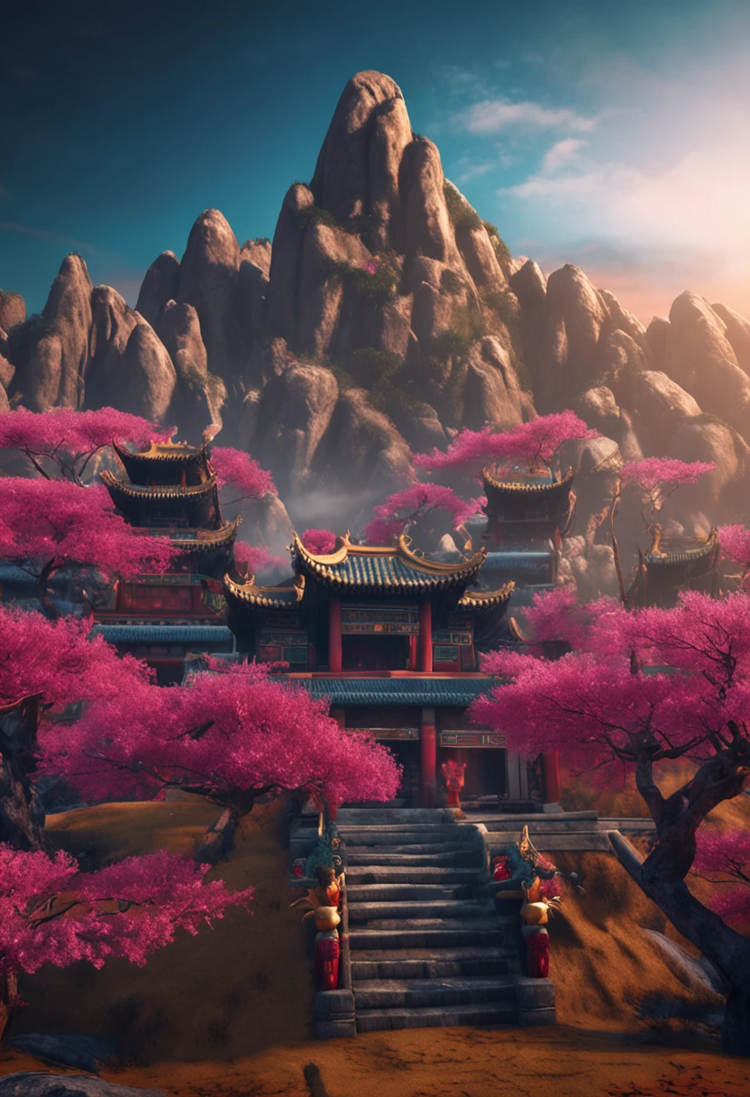 (Light magic:1.2), (Grim:1.1) forest, springtime，Potala Palace, Lhasa, (Intricate details), A mirror-like lake，(ultra - detailed), 8k hdr, high detal, A lot of detail, High quality,Tyndall effect， (Colored:1.3)