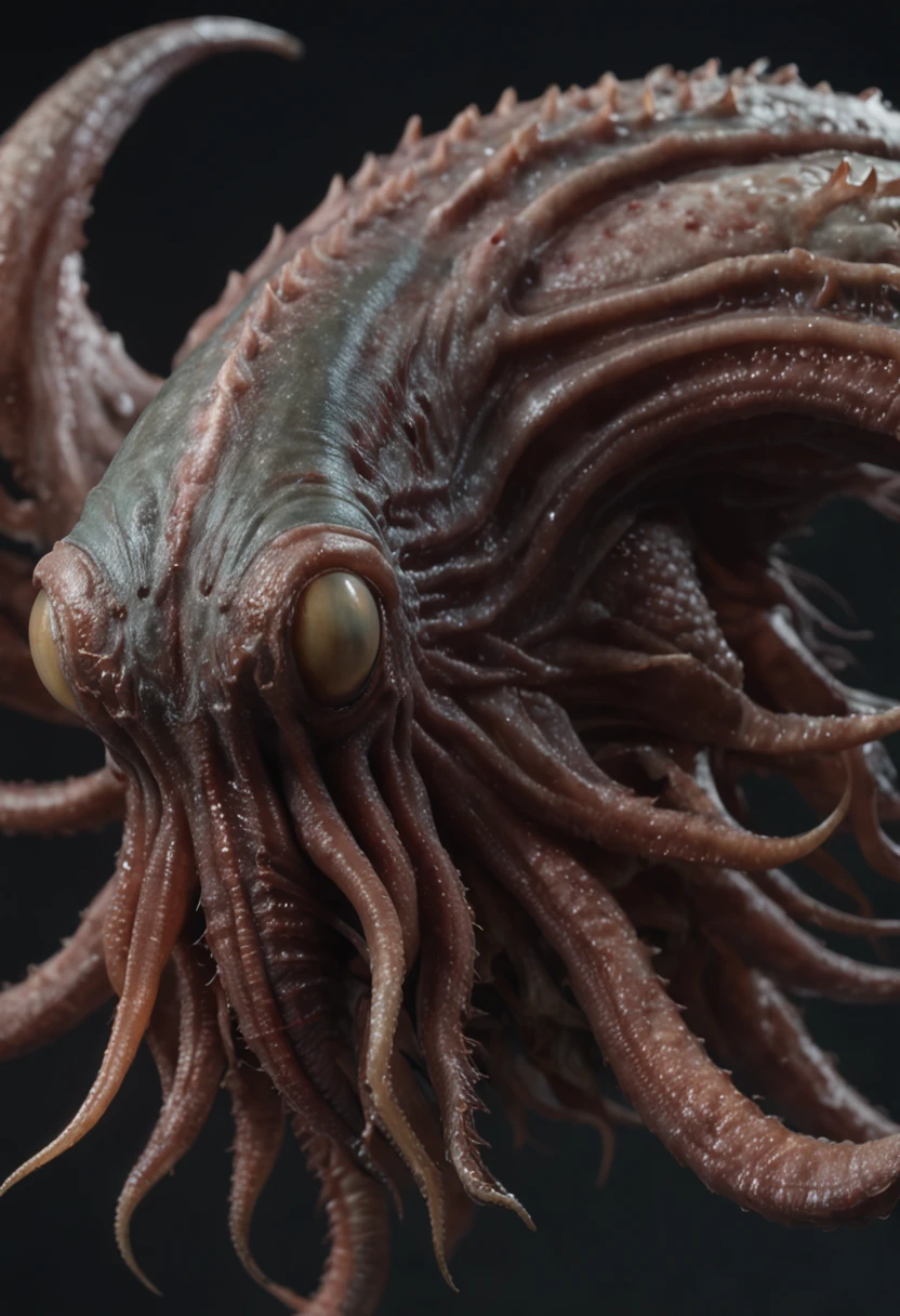 8K, Super detail, ccurate, Best quality, Masterpiece, Super detail, High details, High quality, Best quality, A high resolution
,nigth,darkly,raiden,Cthulhu,Monster,Fish,tentaculata,The whole body is the eyeball,Black seawater,Recife,swell sea