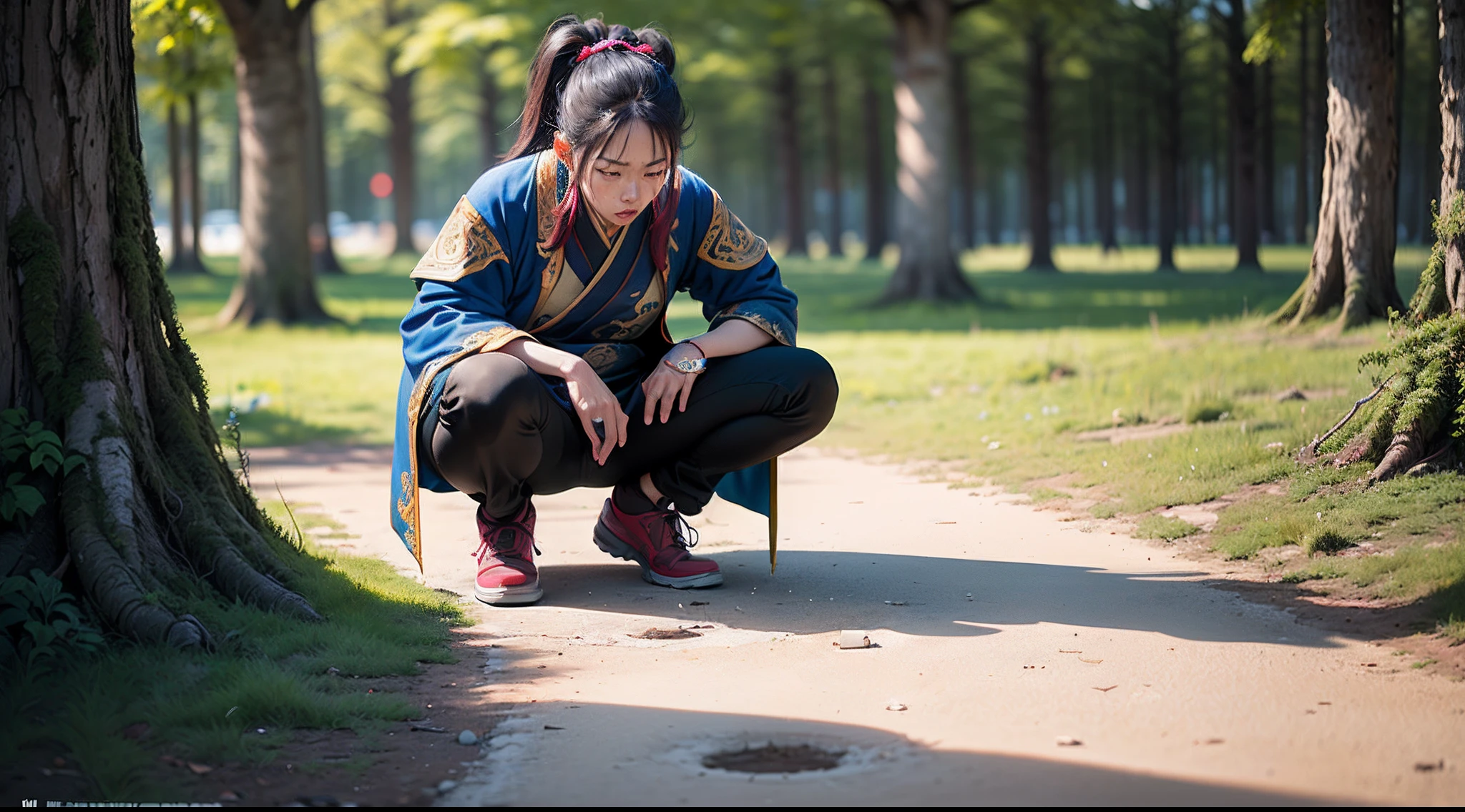 The Taoist squatted half on the ground