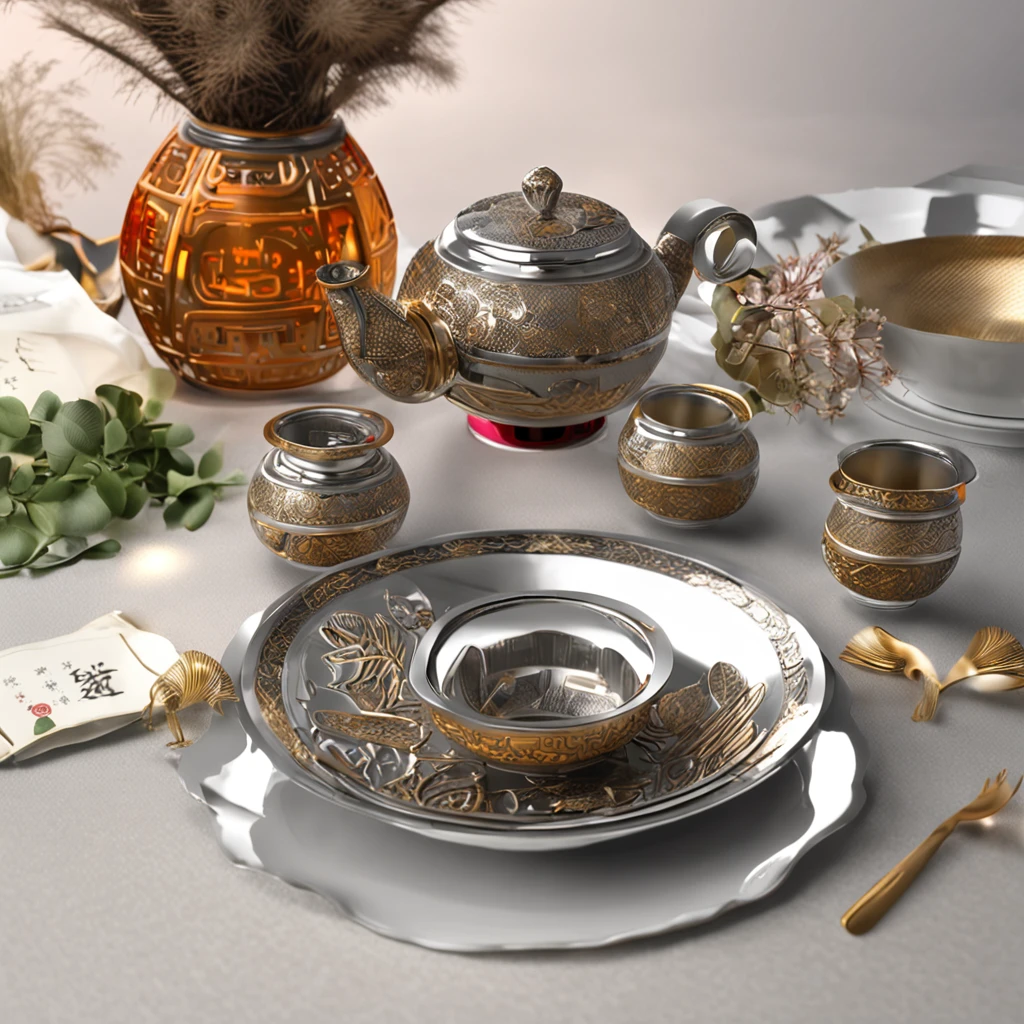 Cultural and creative products,tableware,Made of metal,Laojunshan cultural elements,Taoist cultural elements,natural,Highly detailed,8K
