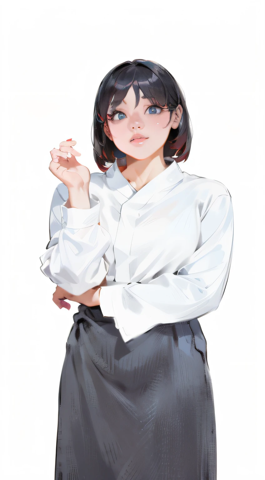 there is a woman in a white shirt posing for a picture, Young Asian woman, A young Asian woman, professional profile picture, portrait of female korean idol, Young Asian girl, young cute wan asian face, Korean woman, with round face, Beautiful young Korean woman, young lovely Korean faces, close - up studio photo, Korean girl,With city background,Beautuful Women,ssmile,Look to the lens,Slim fingers,Books in hand