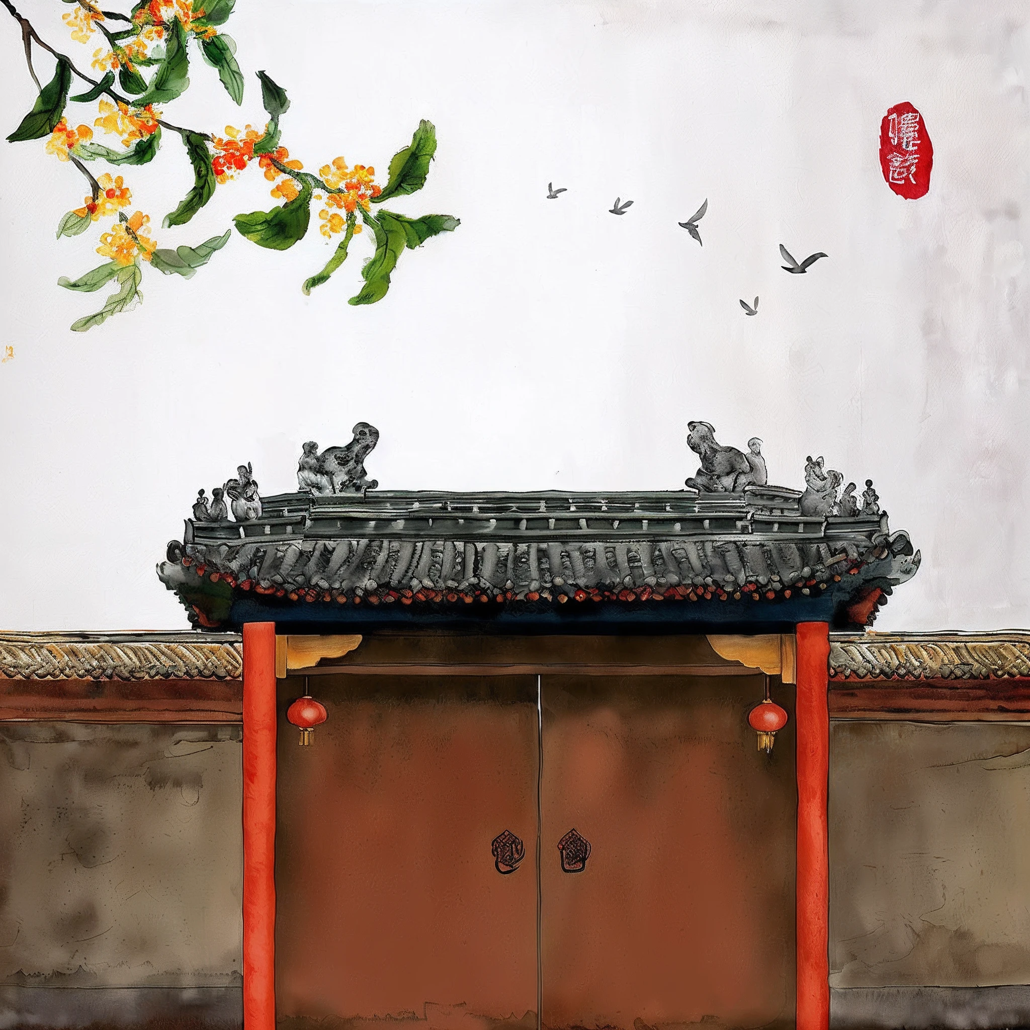 tmasterpiece,Best quality at best,painting of a,
watercolor paiting,water ink,China ink painting,