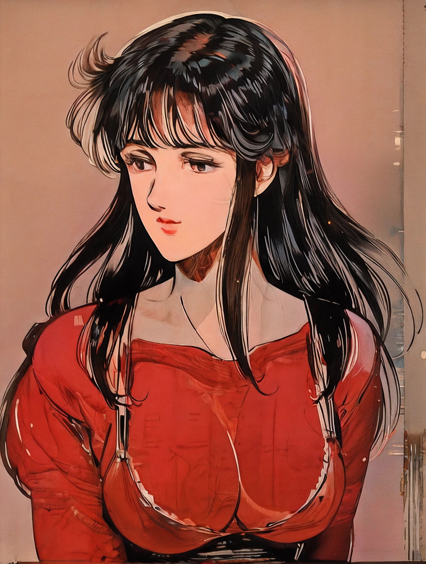 anime girl sitting at a table with a glass of wine, satoshi kon anime, anime visual of a young woman, satoshi kon artstyle, in the art style of 8 0 s anime, Retro anime girl, screenshot from guro anime, style of satoshi kon, korean art nouveau anime, anime still film anime shikishi, lofi-girl