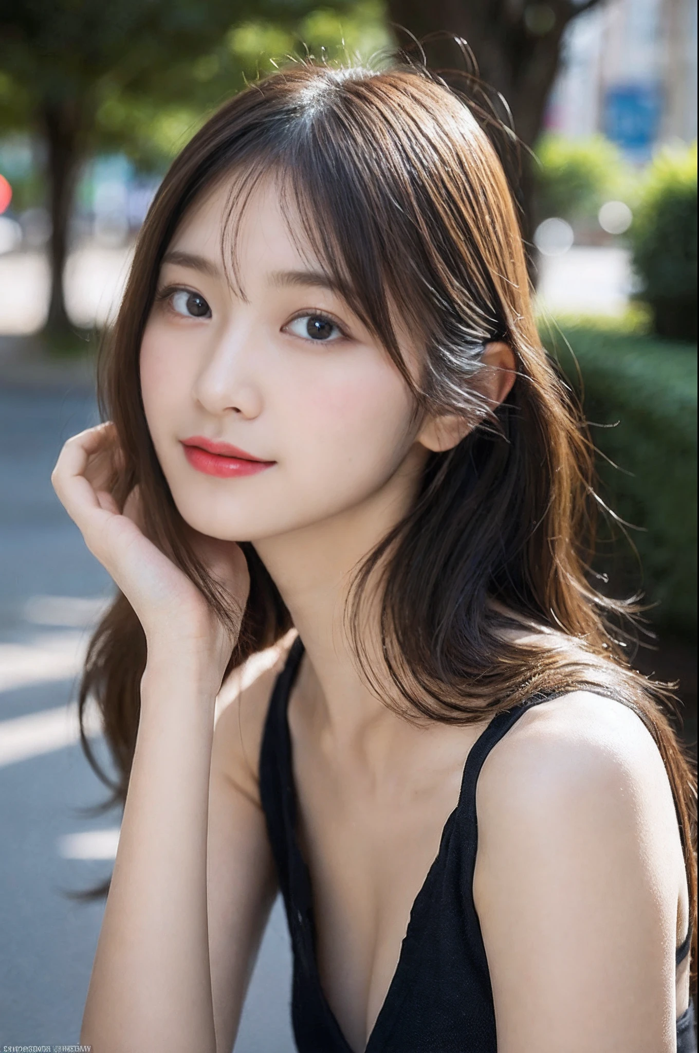 (8k, RAW photo, best quality, masterpiece:1.2), ultra detailed, ultra high res, (realistic, photo realistic:1.37), portrait, high detail RAW color photo, professional photograph, an extremely delicate and beautiful, extremely detailed, 8k wallpaper, Amazing, finely detail, huge file size, official art, extremely detailed CG unity 8k wallpaper, extremely detailed beautiful girl, extremely detailed face, extremely detailed eyes, extremely detailed skin, extremely detailed fingers, extremely detailed nose, extremely detailed mouth, perfect anatomy, highly detailed background, extremely detailed clothing, 1girl, (20 years old:1.2), cute girl, famous japanese idol, kawaii, realistic body, shiny skin, good figure, Blonde, Medium hair, smile, cute, young, cute face, realistic face, beautifully detailed eyes, drooping eyes, (bikini), sitting posture, huge breasts, large breasts, full body shot, hands up,