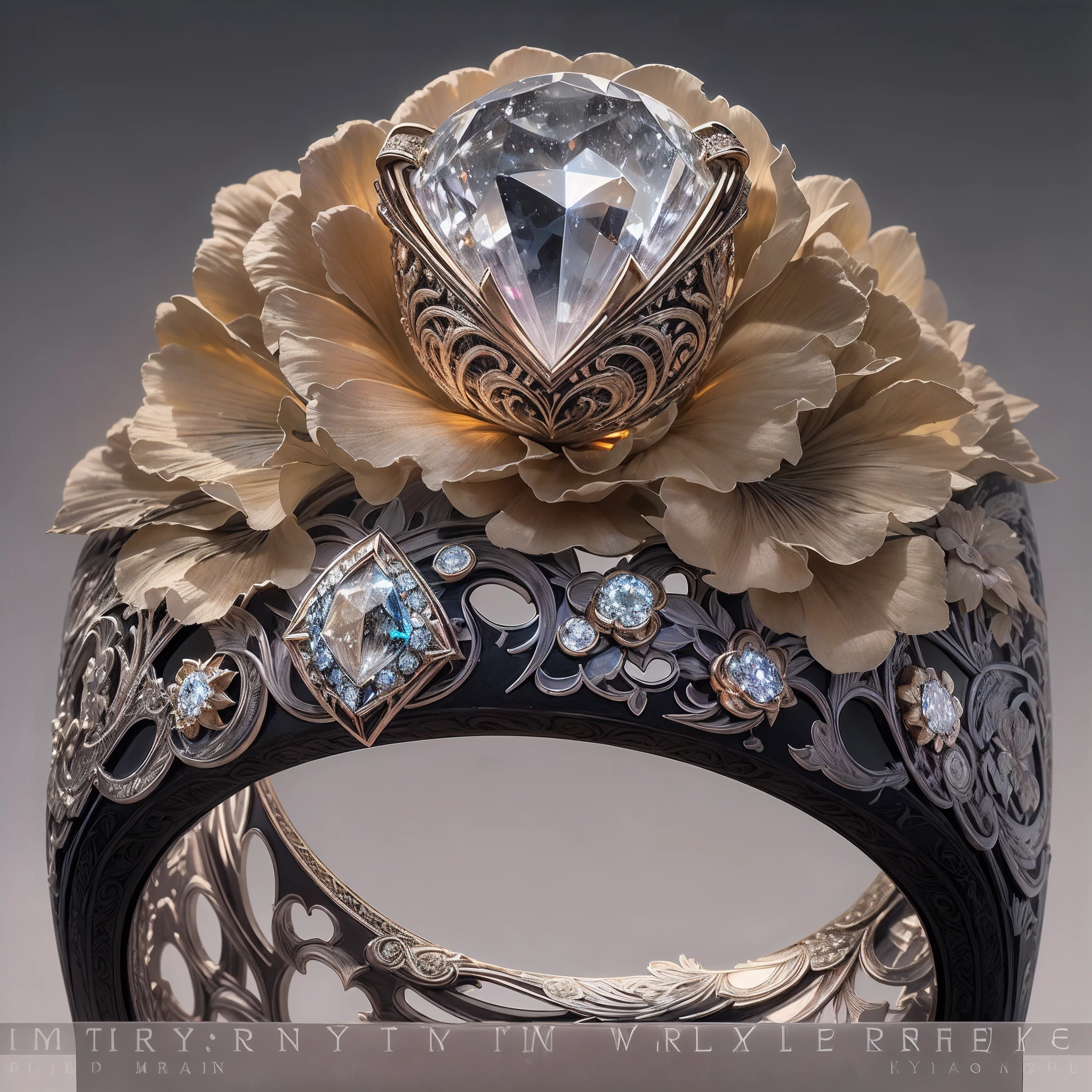 (Couple rings,A couple's ring,Two similar rings,Metal hollow carving of dragons head,phoenixes head,and flowers,Berlin black iron jewelry in a victorian gothic style,Meticulously carved diamonds,gold threads and jade bands,hollowed out plant shaped metal carvings:1.2),(Wedding Rings art design,Detailed jewelry design,Art Nouveau,Kinetic art,Contemporary art:1.45),(intricate,ironwork,handmade,A romantic engagement ring with a pear-shaped diamond center stone,set in a rose gold band. the band is adorned with diamonds along the edges,adding a feminine touch to the design,the image has a soft, dreamy vibe and is suitable for use in a facebook ad for engagement rings:1.2),shiny glowing rings,fractal geometry,deconstruction,Streamlined structure,Volume light,flickering light,Obvious dimming effect,