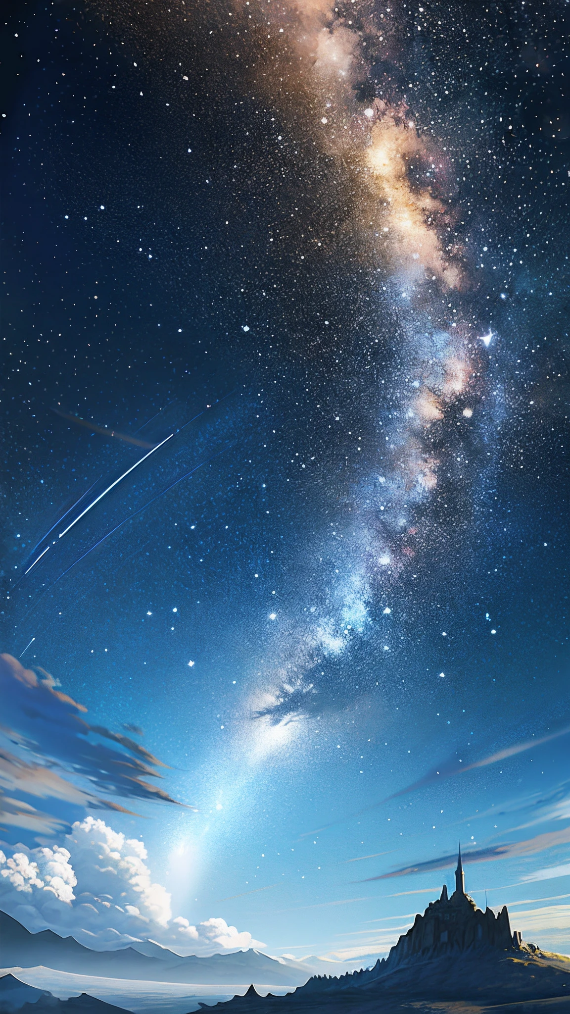 octans，As estrelas，scenecy，starrysky，the night，nigh sky，独奏，exteriors，​​clouds，galactic，siluette，