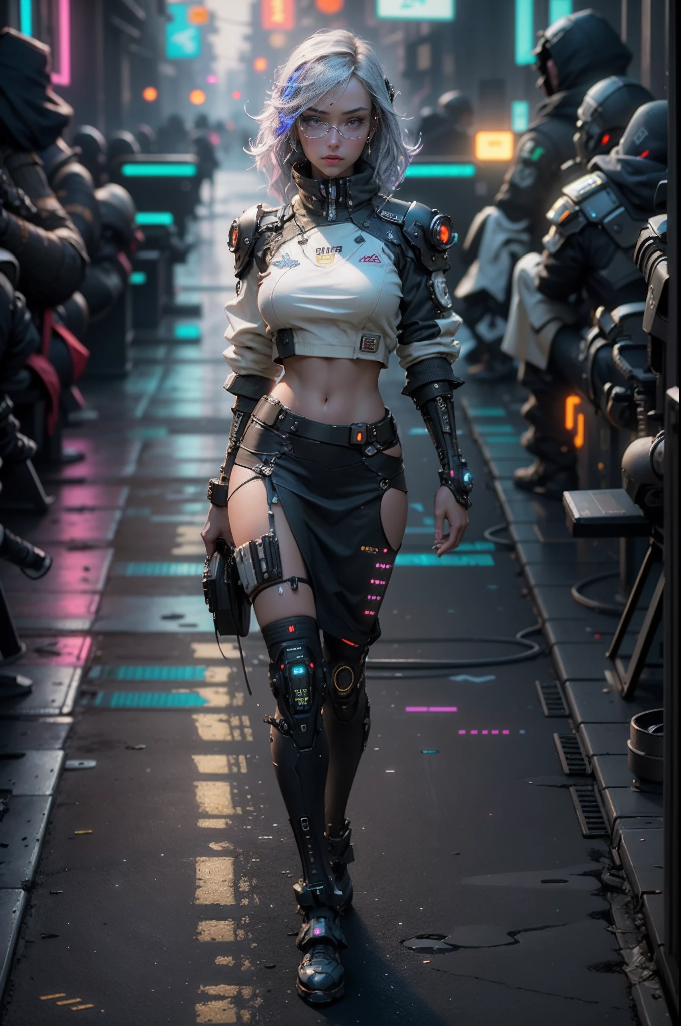 ((Best Quality)), ((Masterpiece)), (Very detailed:1.3), 3D, Beautiful (Cyberpunk:1.3) Female hacker, thick hair, half-exposed breasts, operating computer terminals, computer servers, LCD screens, fiber optic cables, corporate logos, HDR (High Dynamic Range), ray tracing, NVIDIA RTX, Super Resolution, Unreal 5, Subsurface scattering, PBR textures, Post processing, Anisotropic filtering, Depth of field, Maximum sharpness and sharpness, Multi-layered textures, Albedo and specular mapping, surface shading, accurate simulation of light-material interactions, perfect proportions, octane rendering, duotone lighting, low ISO, white balance, rule of thirds, wide aperture, 8K RAW, high efficiency sub-pixels, subpixel convolution, luminous particles,