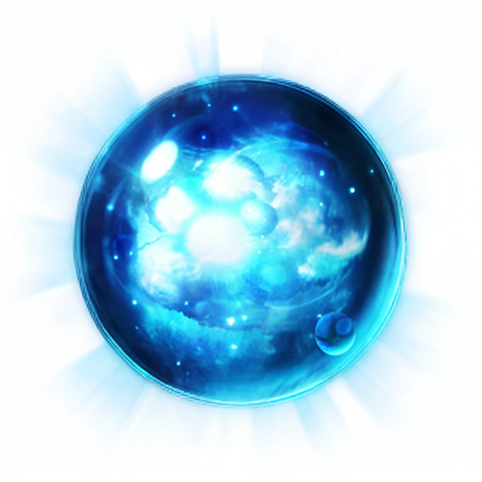 There is a blue-and-white picture of a blue-and-white object, the orb of truth, inside glass orb, energy sphere,, magical glowing sphere in midair, key hole on blue ball, the orb of dreams, glass orbs, ghost sphere, palla, Exudes a blue halo, glowing sphere, the orb of eternity