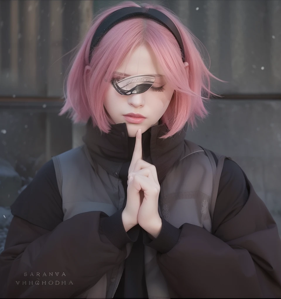 Sakura haruno. A woman in the dark. He seemed focused on his jutant. He was wearing a long black shirt with a dark green vest. She had short pink hair that looked so swollen that she didn't tie up. He seemed to shut his eyes in focus. He had a white as snow. With her rosy cheeks. And her little red lips. She looks so pretty tough and realistic